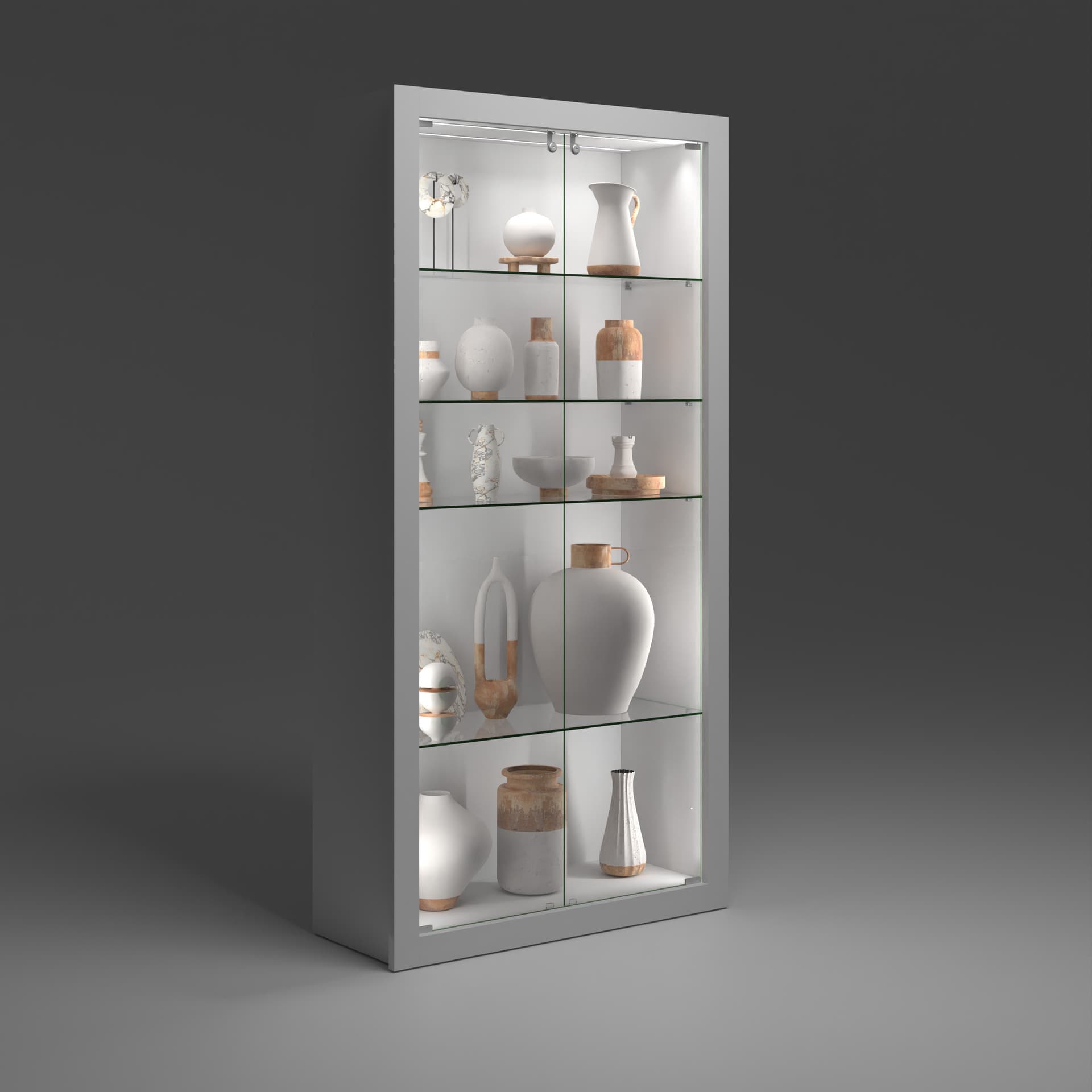 Retail glass display cabinet with floor standing design