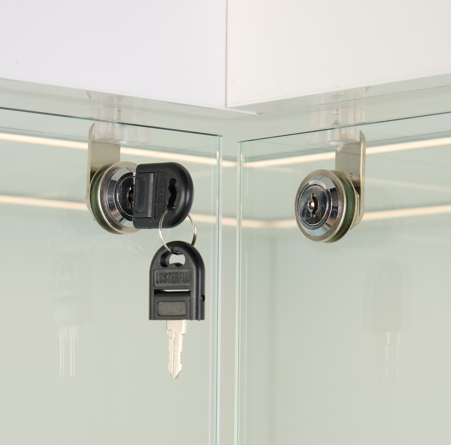 Contemporary display cabinet with locking doors