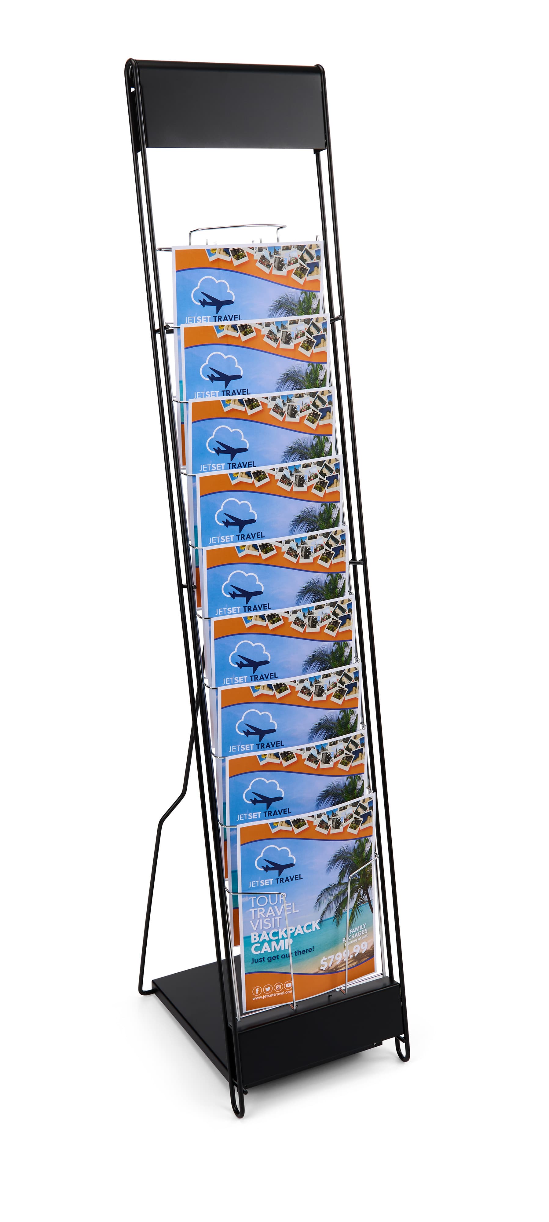 Black Magazine Rack with 10 Pockets