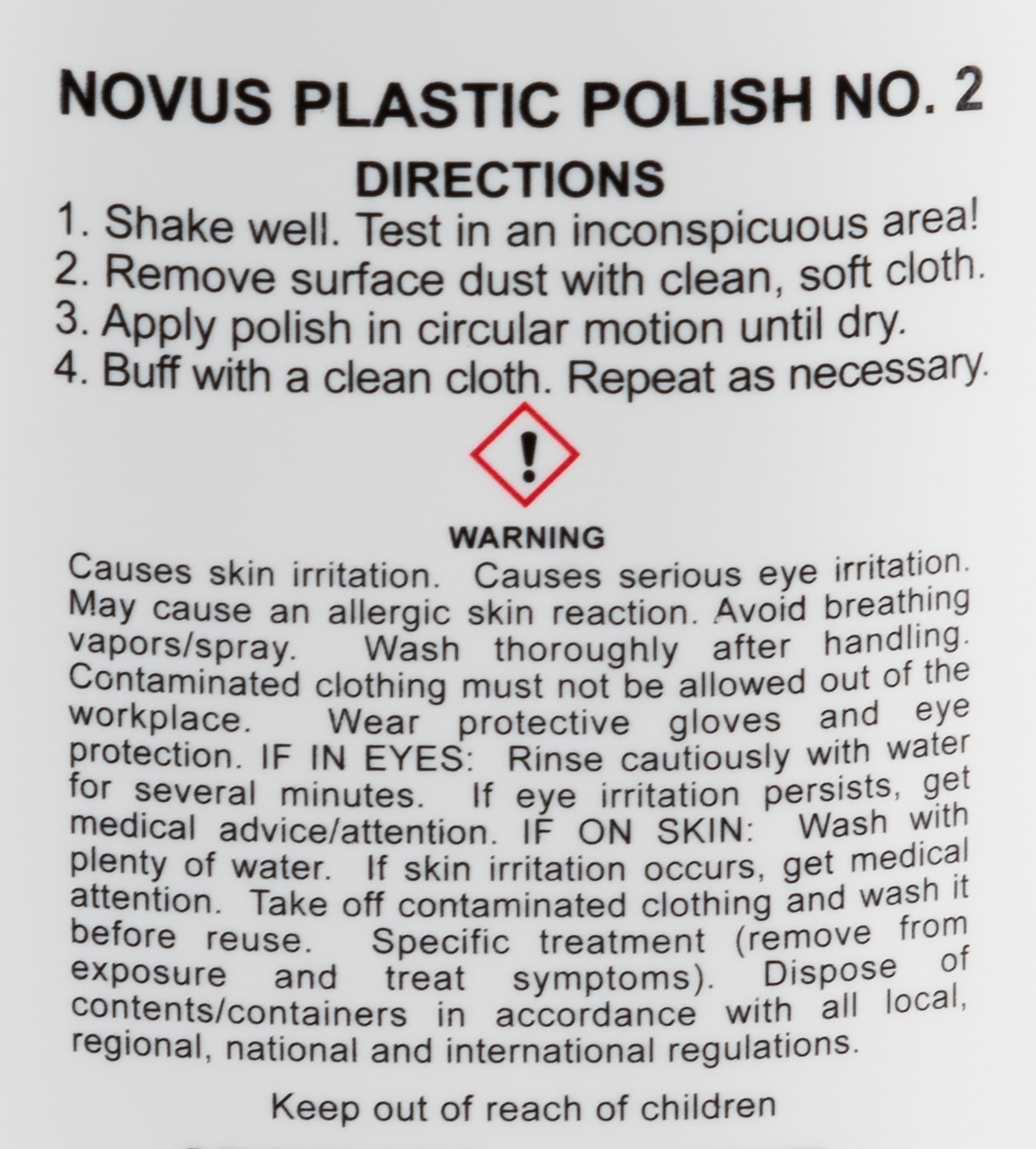 NOVUS complete plastic polish kit with warning information for fine scratch remover