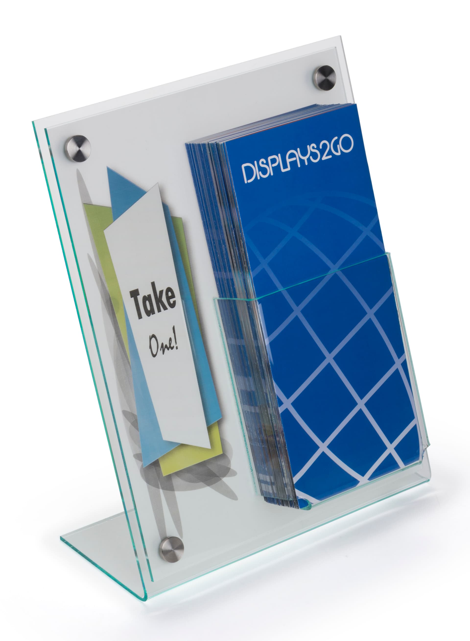 Frosted Film Sheet Slanted Sign Holder with Brochure Display