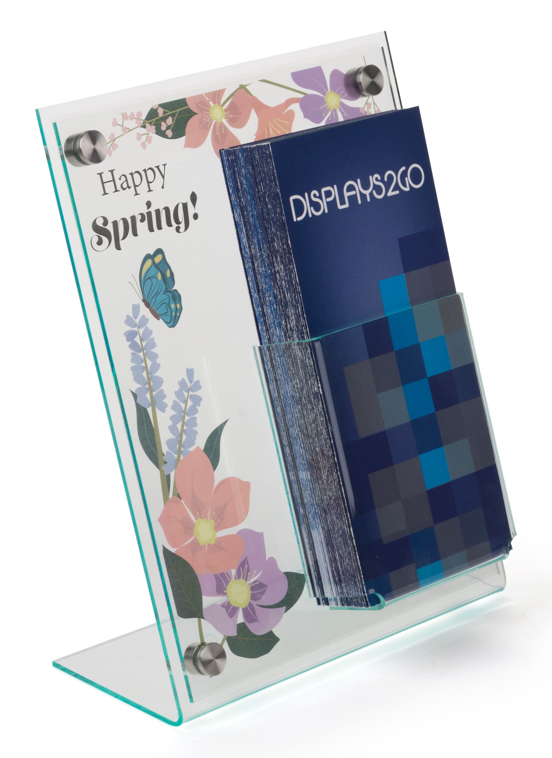 Clear Film Sheet Slanted Sign Holder with Brochure Display