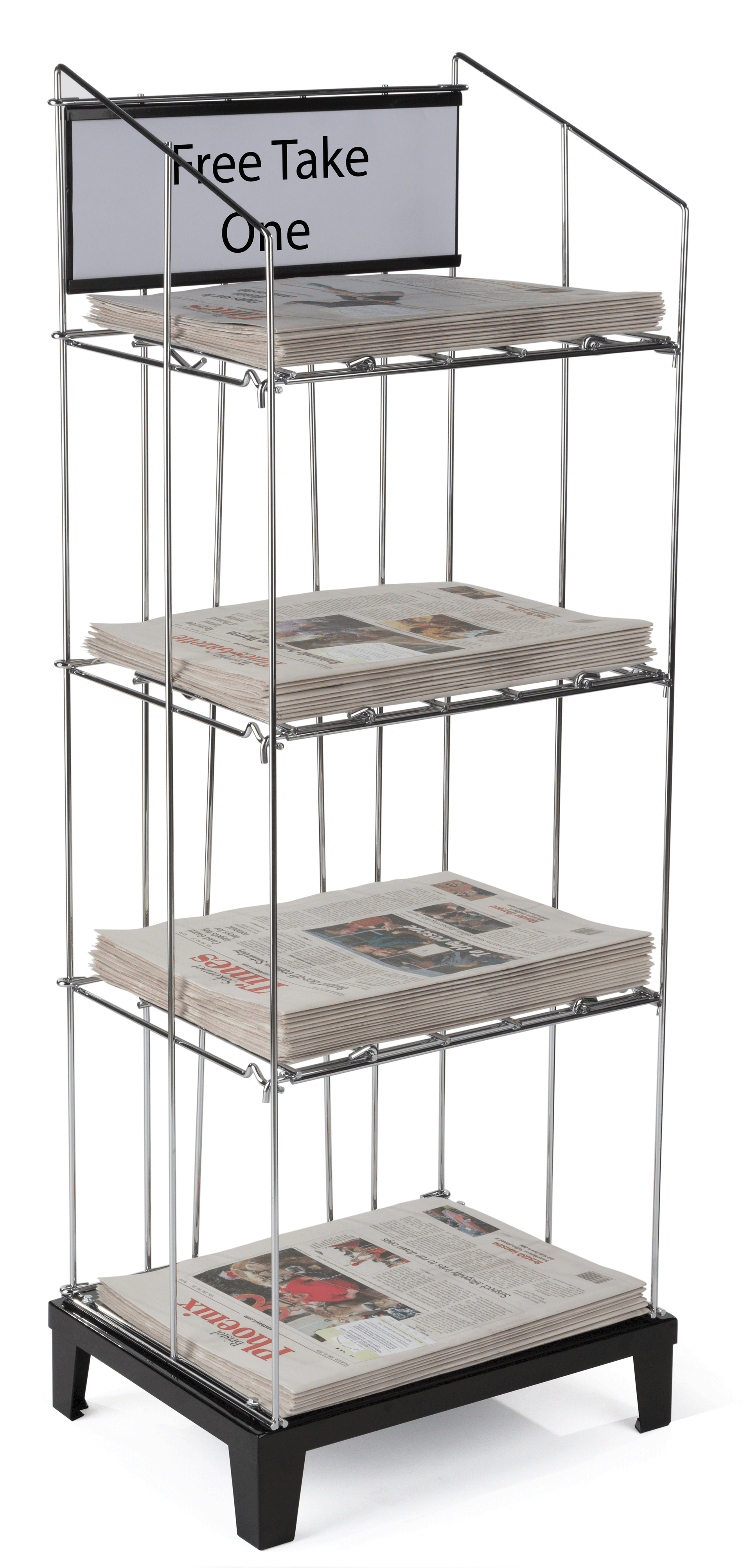 Wire Newspaper Floor Rack - 3 Removeable Shelves