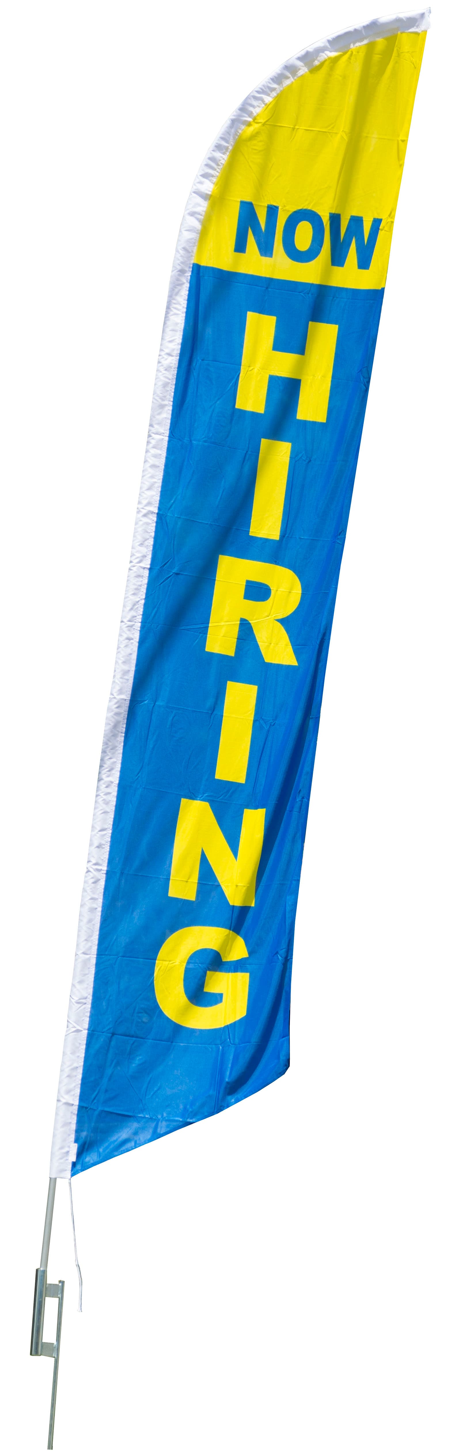 Now Hiring Flag with Blue and Yellow Coloring