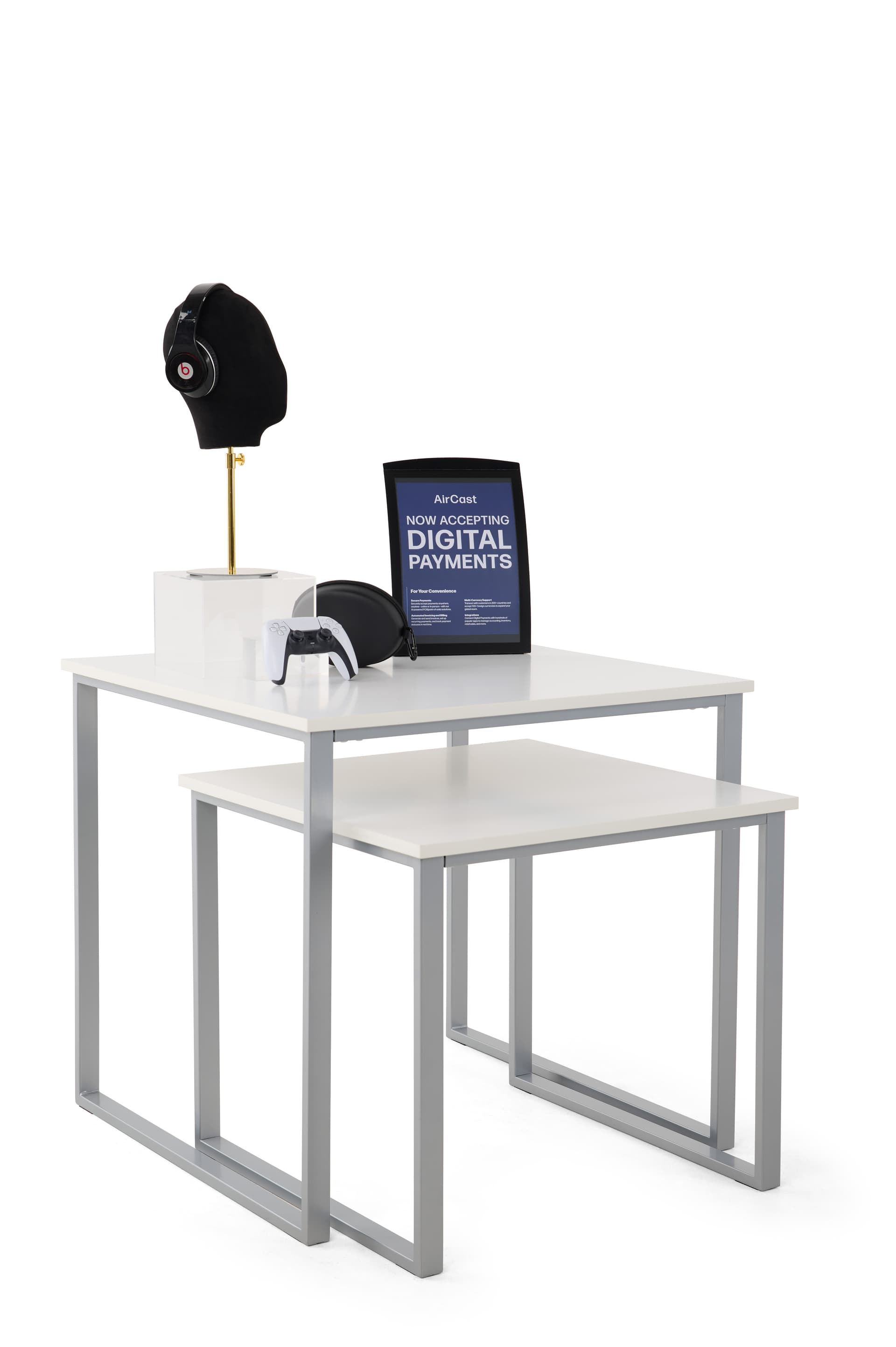 Retail nesting tables with space saving design
