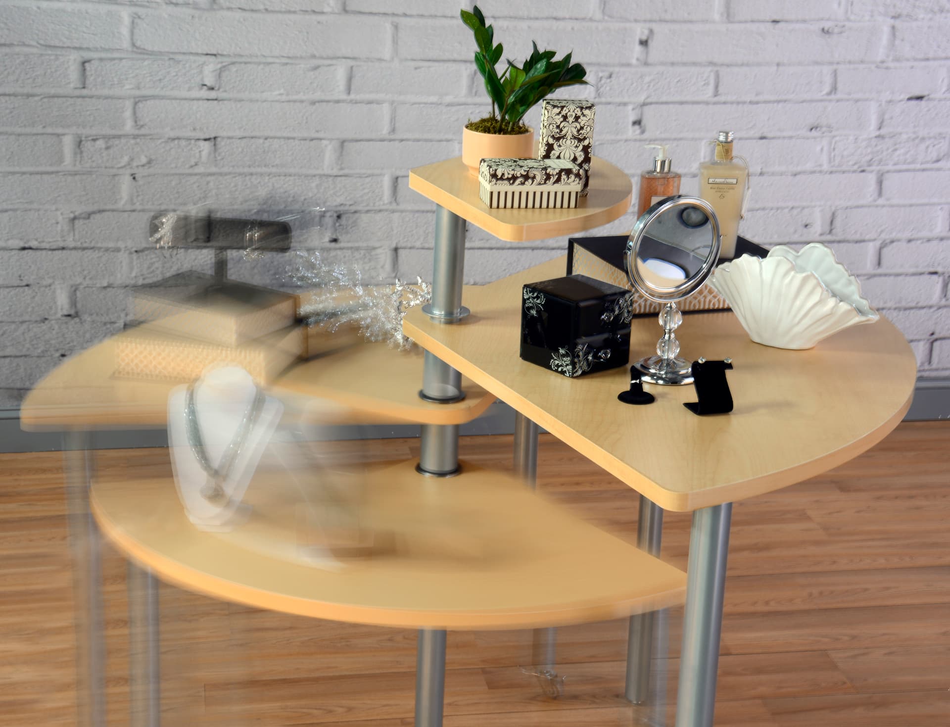Maple Rotating Retail Display Table for Merchandise Promotion