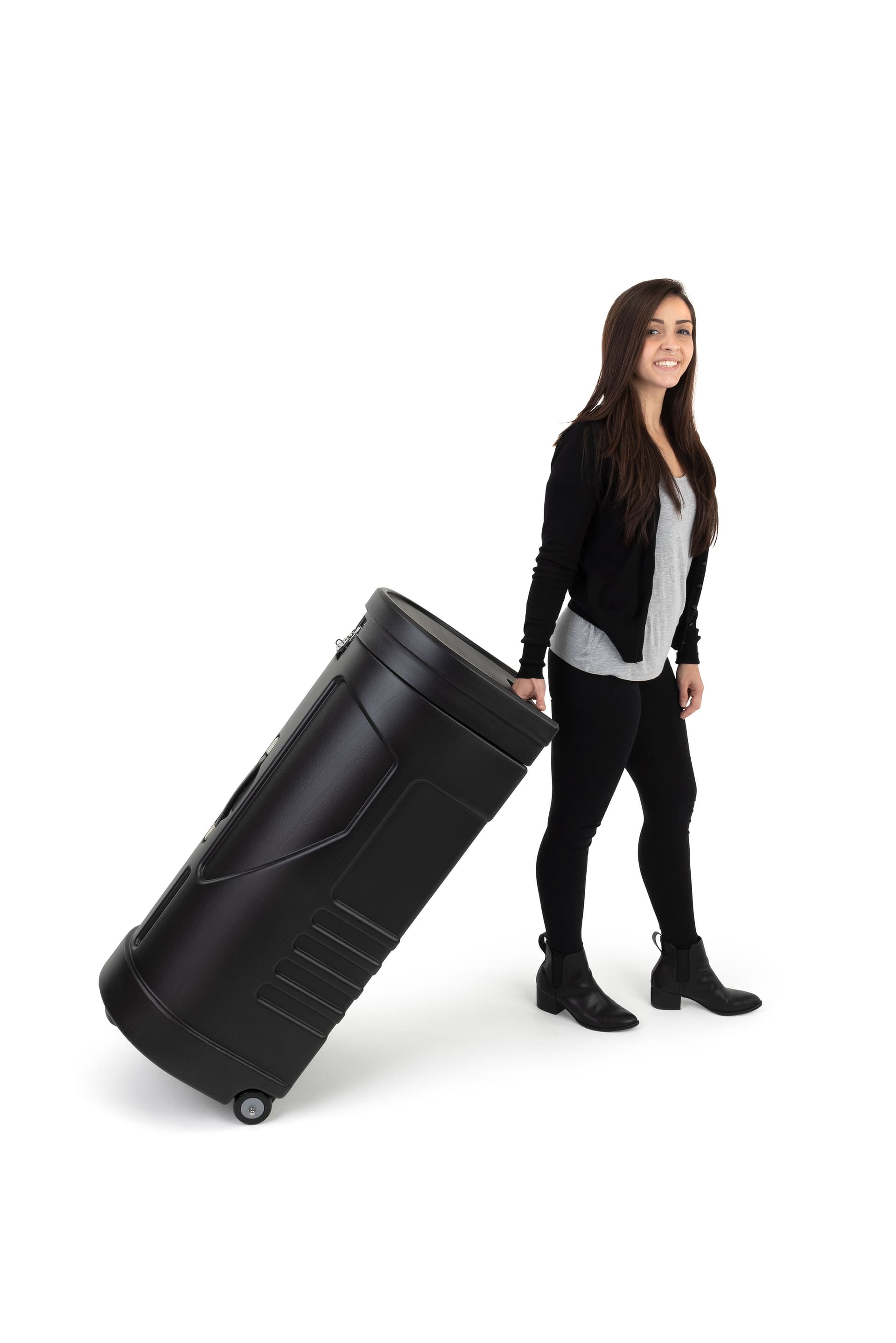travel case podium stand features dual handles for comfort
