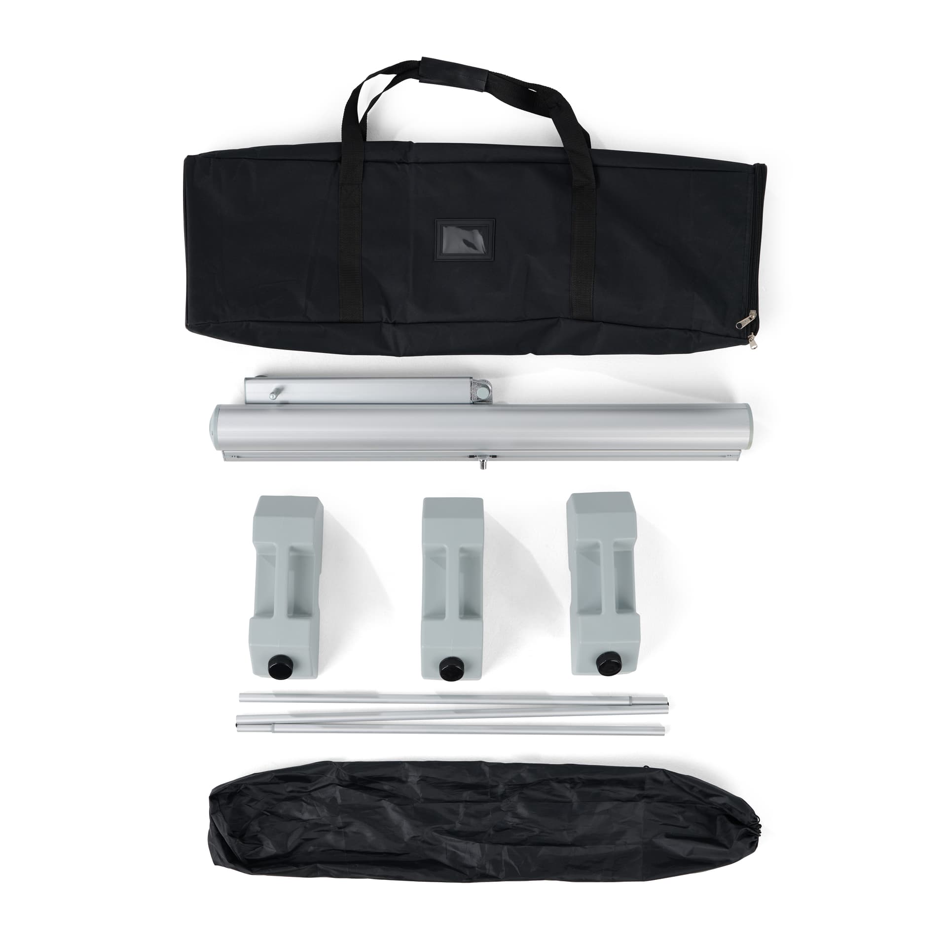 Weighted outdoor banner stand with carrying cases