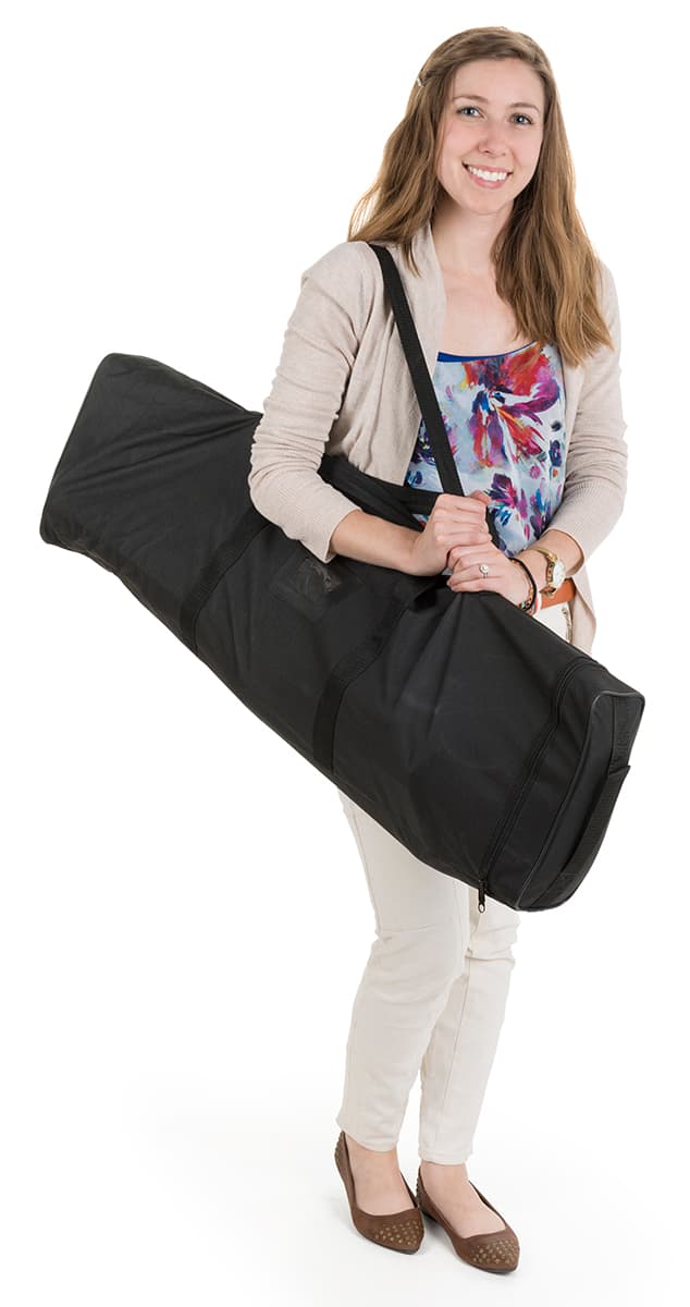 Outdoor double-sided banner display stand with canvas carrying bag