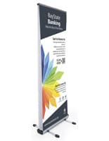 Wide outdoor double-sided banner stand digitally printed