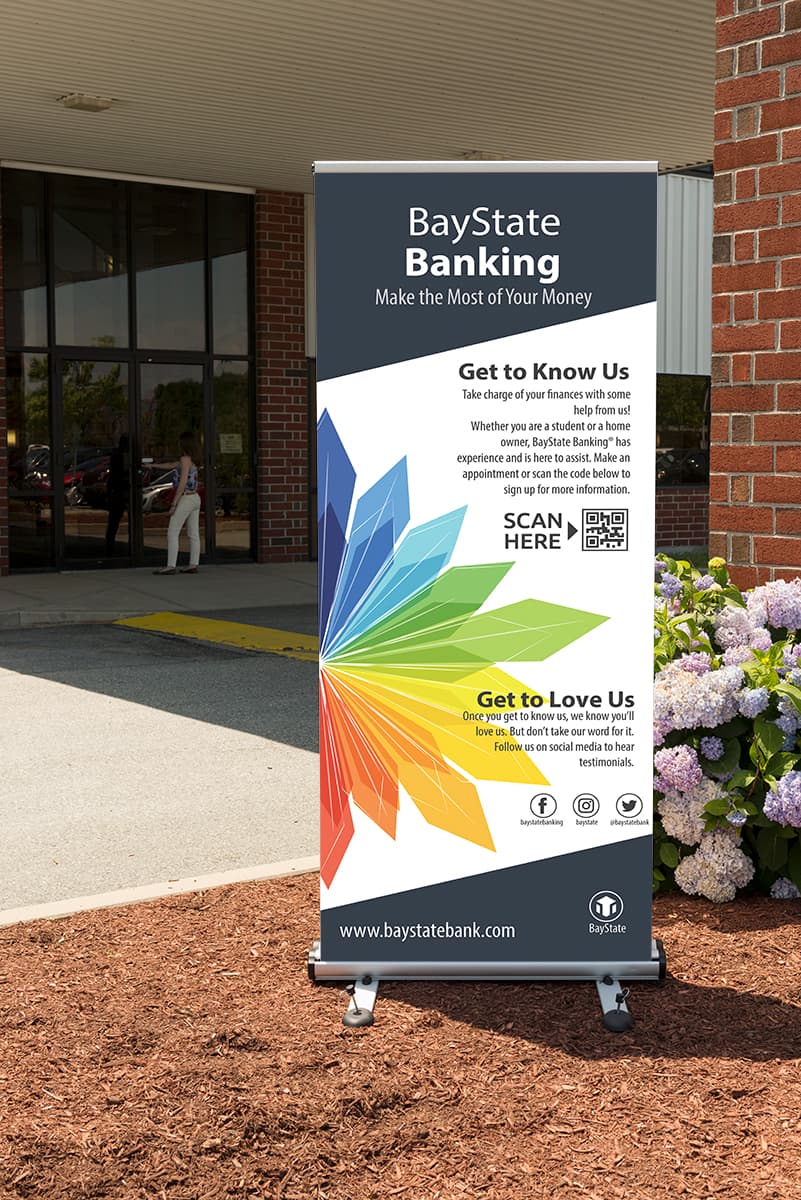 Wide outdoor double-sided banner stand weather resistant 