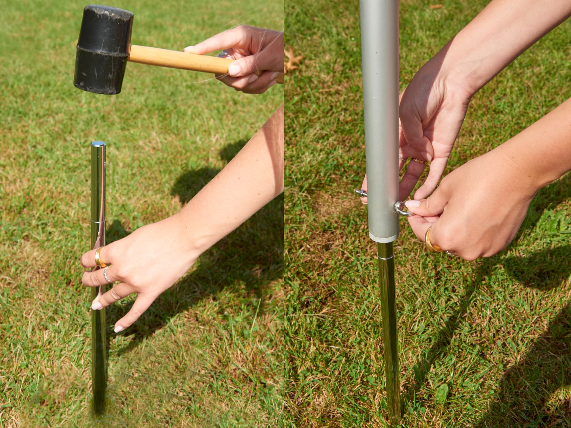 In-ground banner frame with quick and easy setup