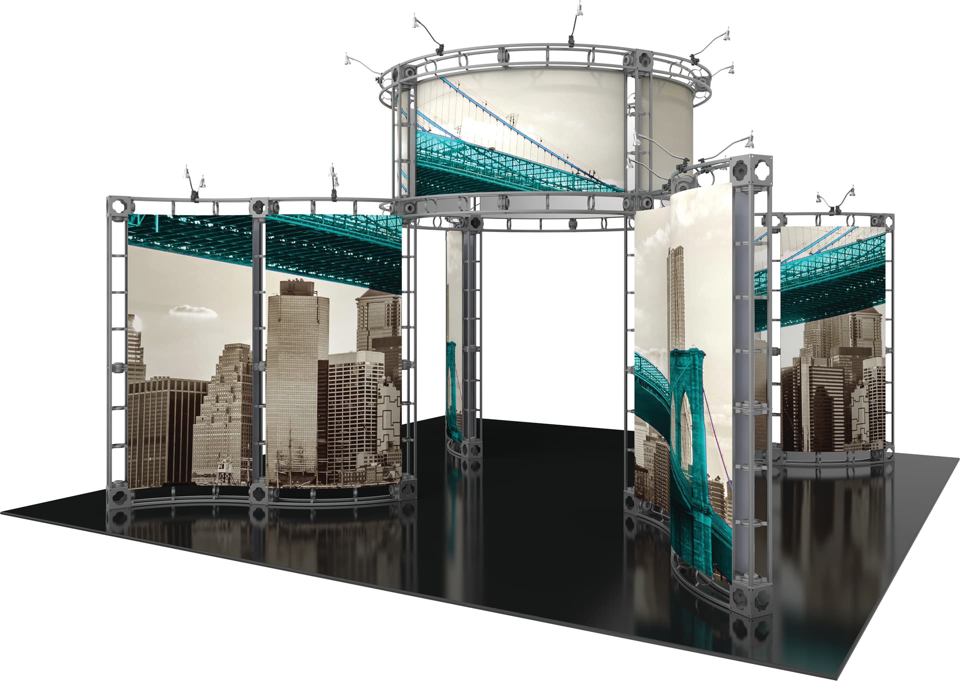 Portable trade show display booth truss with 24  low wattage spotlights