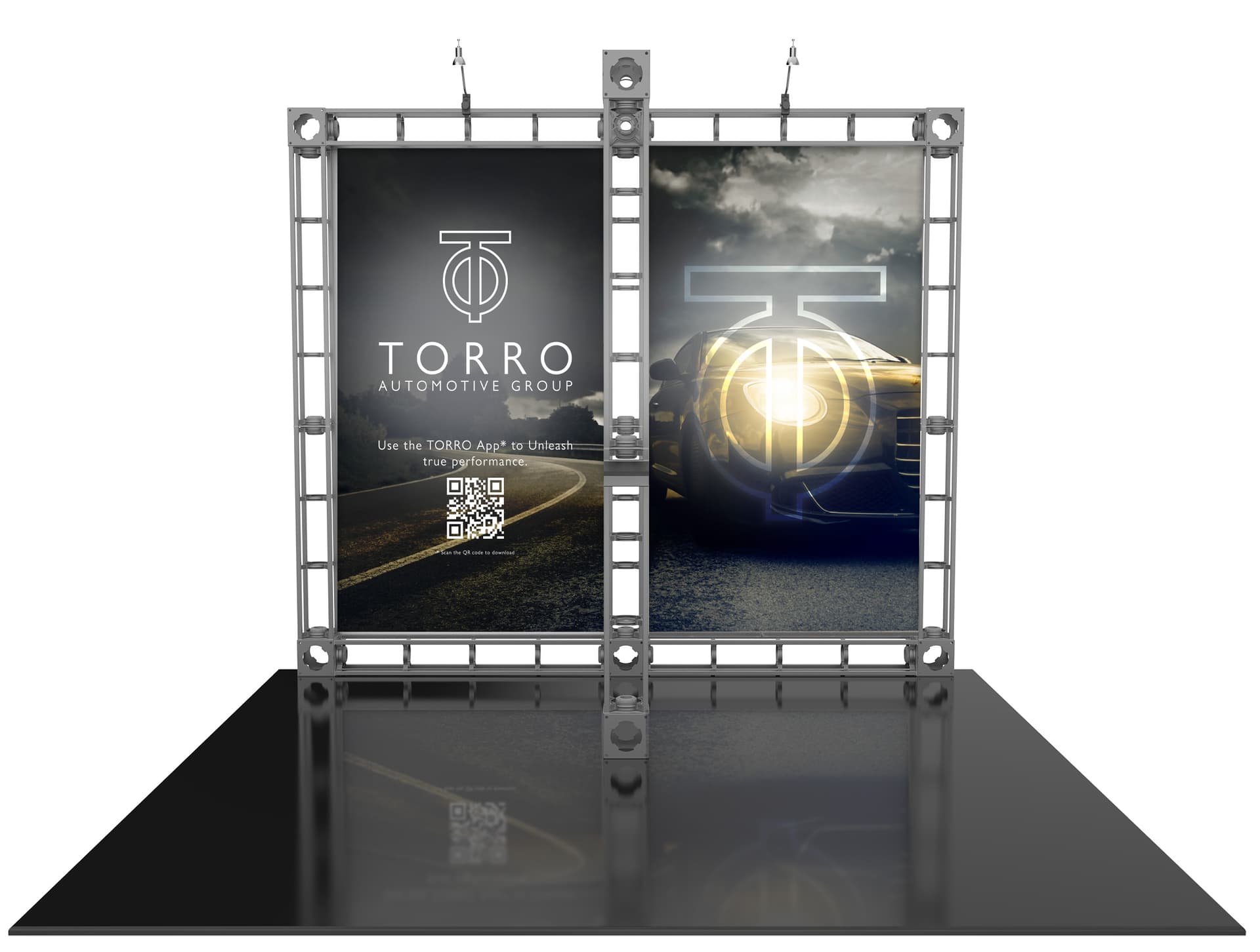 10ft trade show booth display kit with 2 LED spotlights