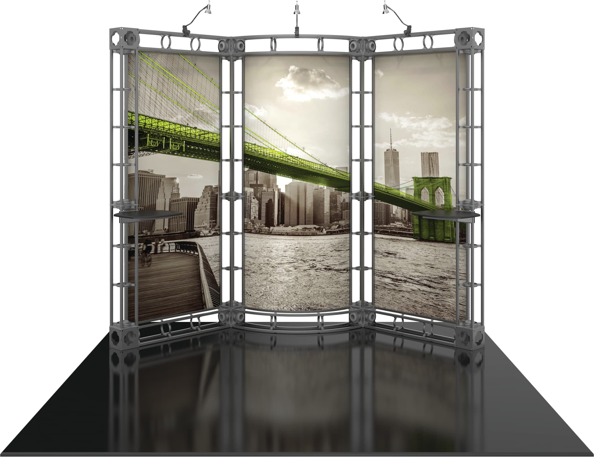 10ft trade show display kit with 3 Lumina 50 watt spotlights