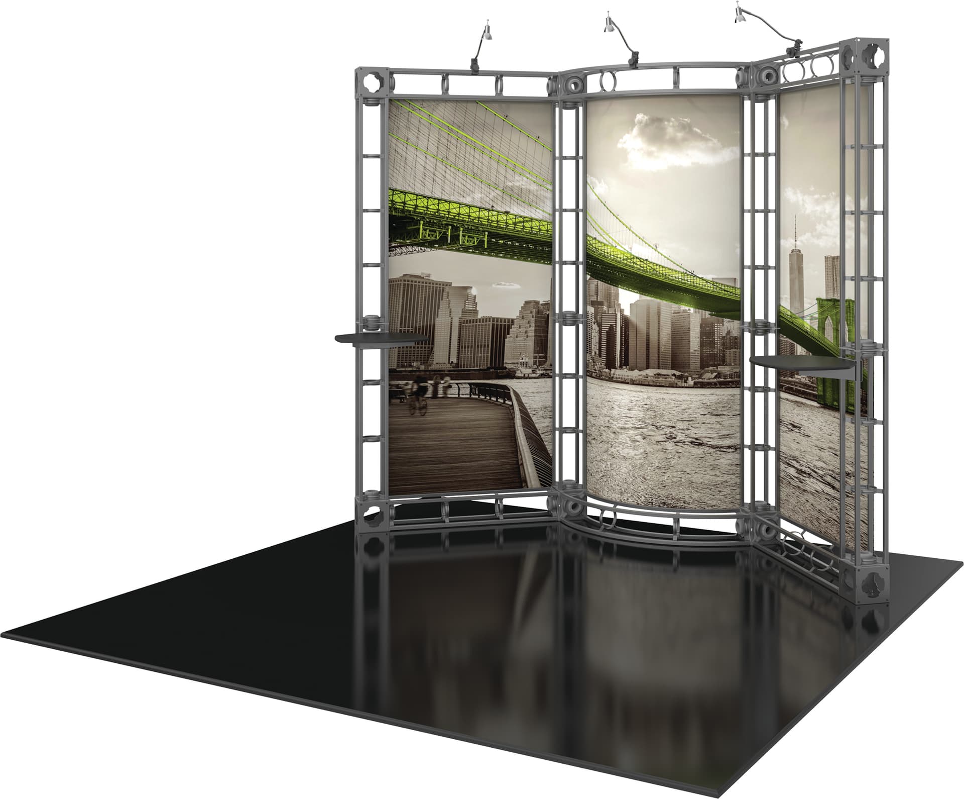 10ft trade show display kit with two adjustable tabletops
