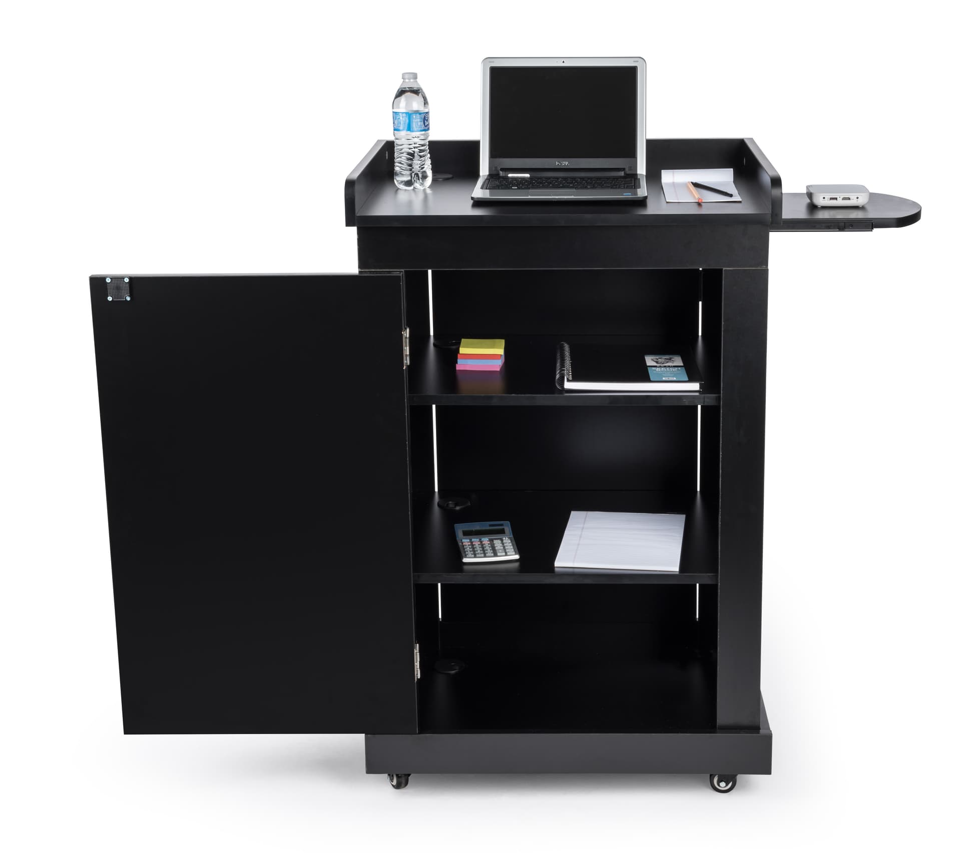 School podium on wheels with ample storage space