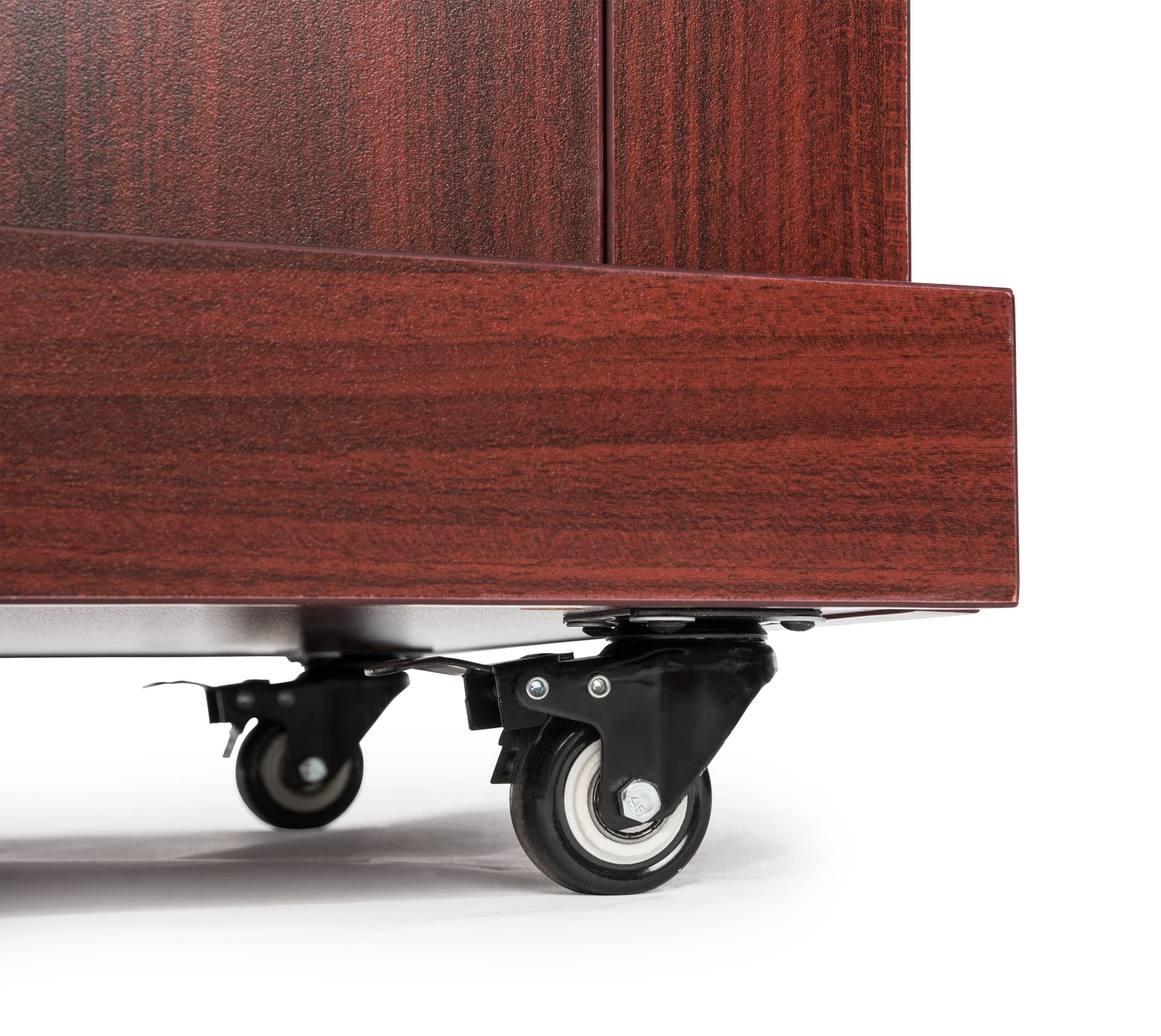 Lecture podium with cabinet and locking wheels