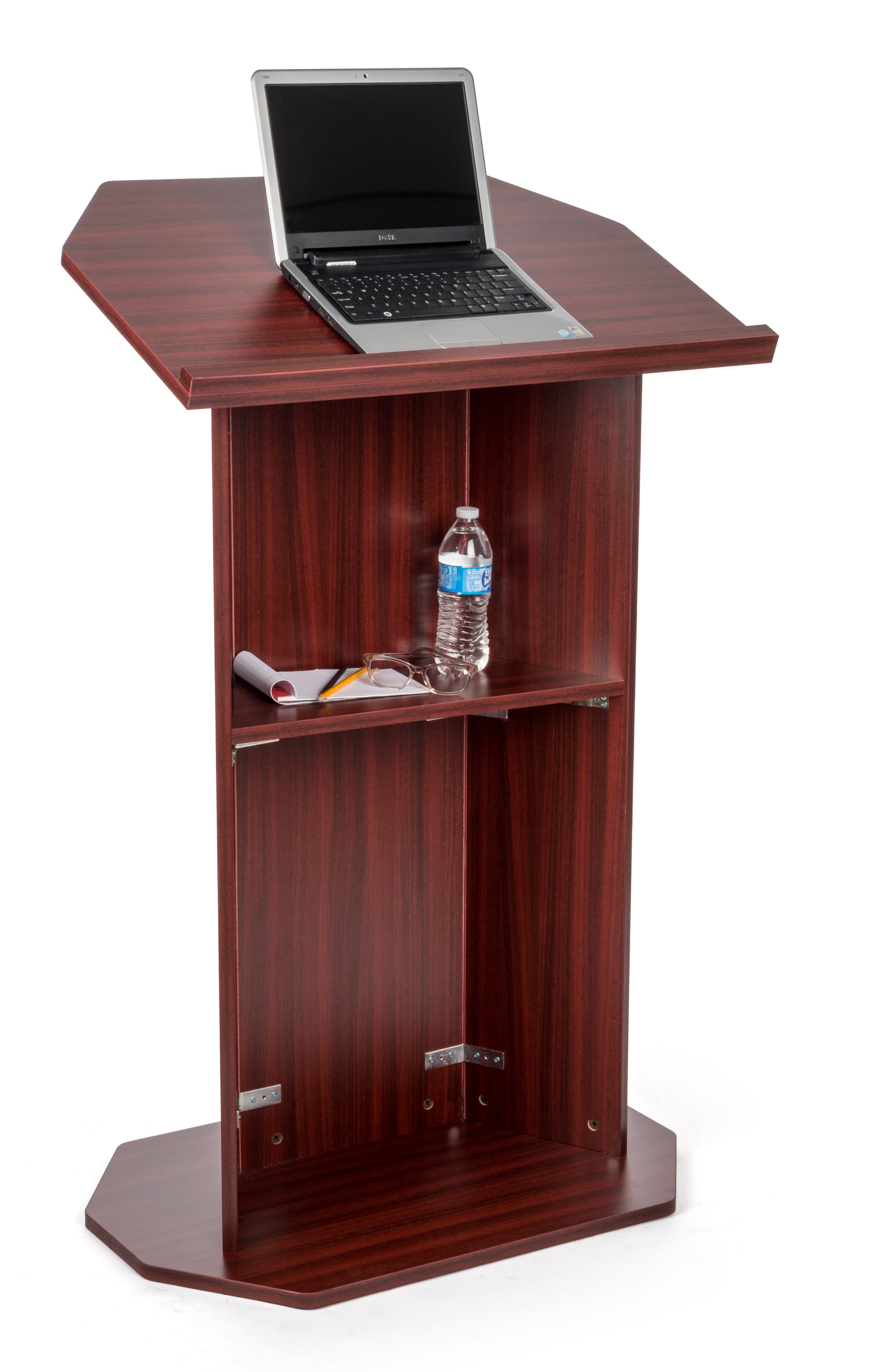 Wood affordable lectern with storage shelf