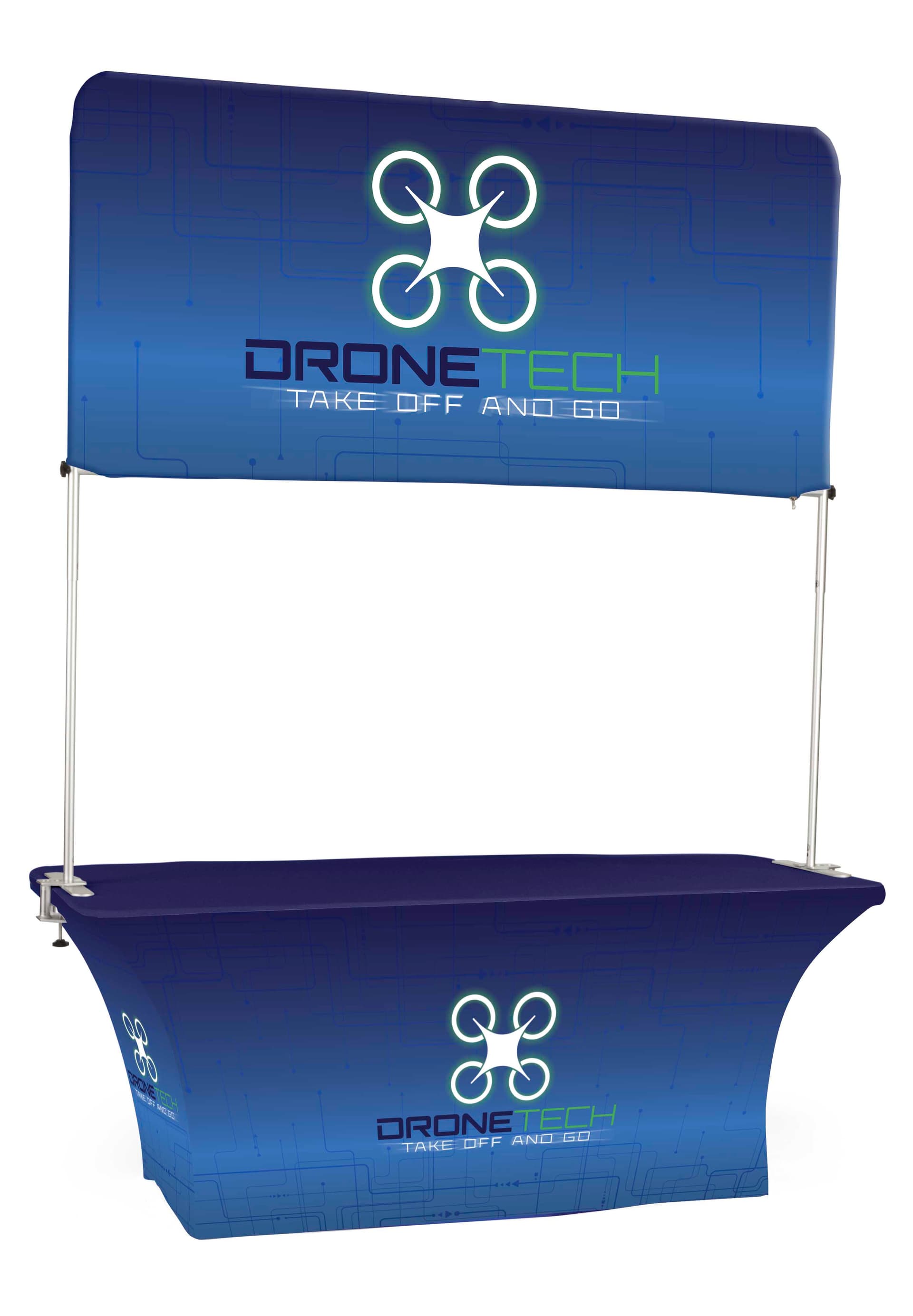6' trade show table & header with custom artwork 