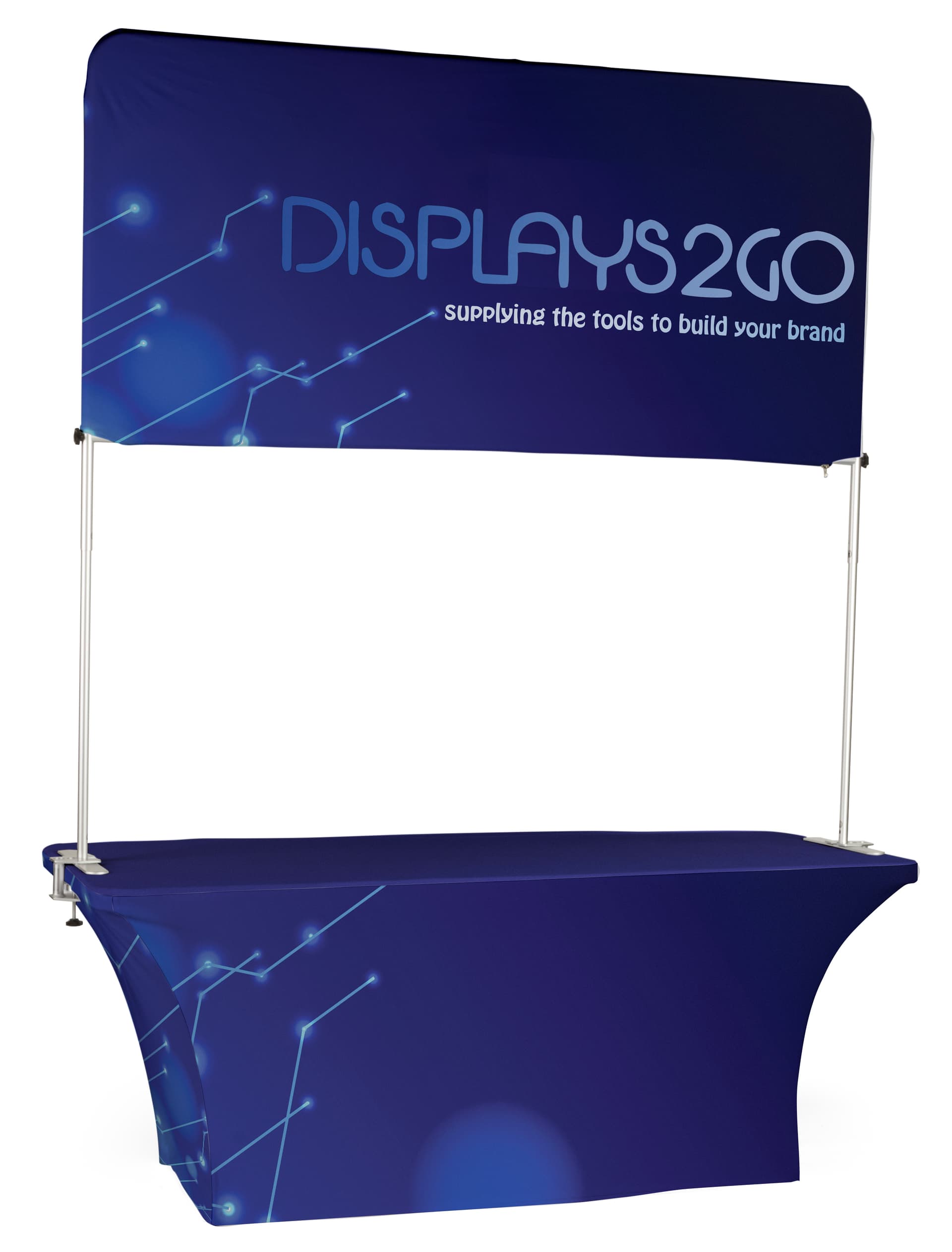 6' Trade Show Table & Header with Stretch Tablecloth & Double Sided Banner