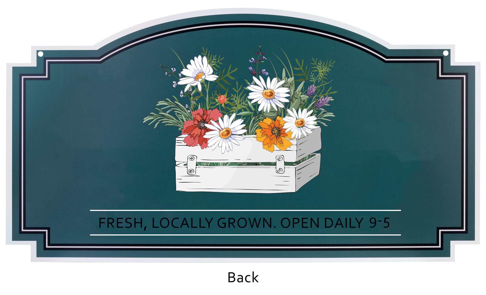 24 x 48 hanging outdoor shaped signs with 2-way personalized graphics