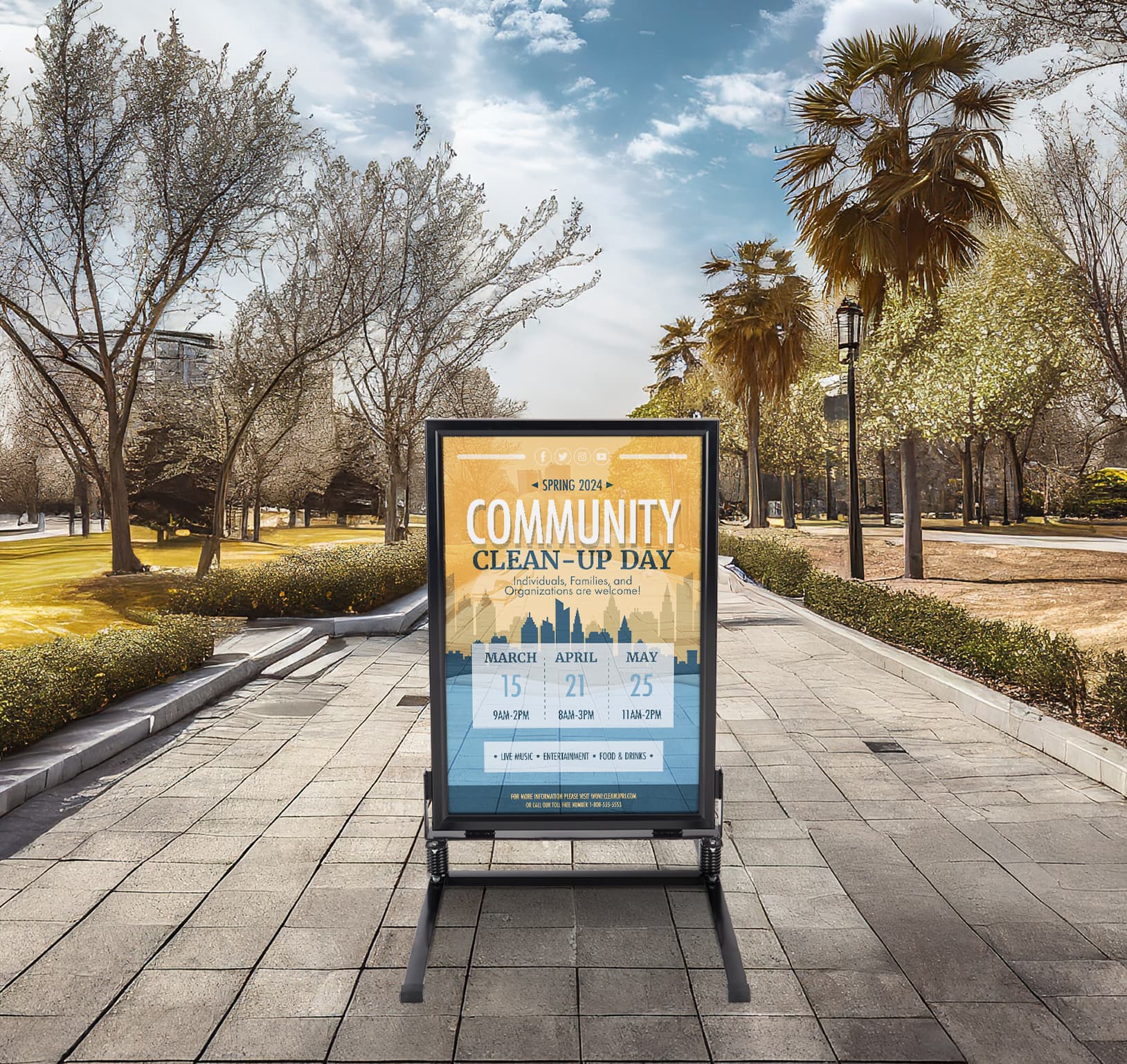 Springer sidewalk sign with weather resistant construction