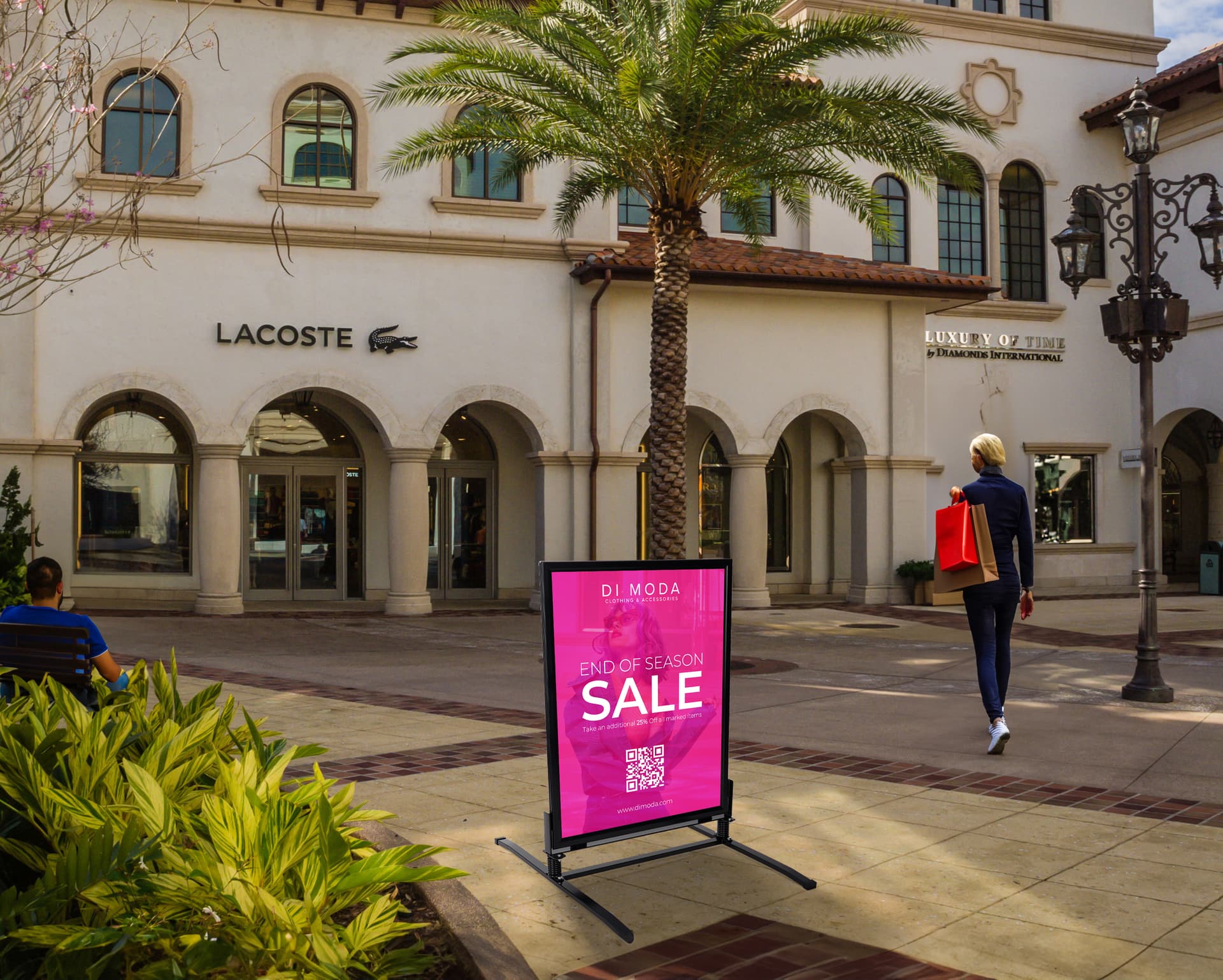 Wind resistant sidewalk sign with weather resistant construction