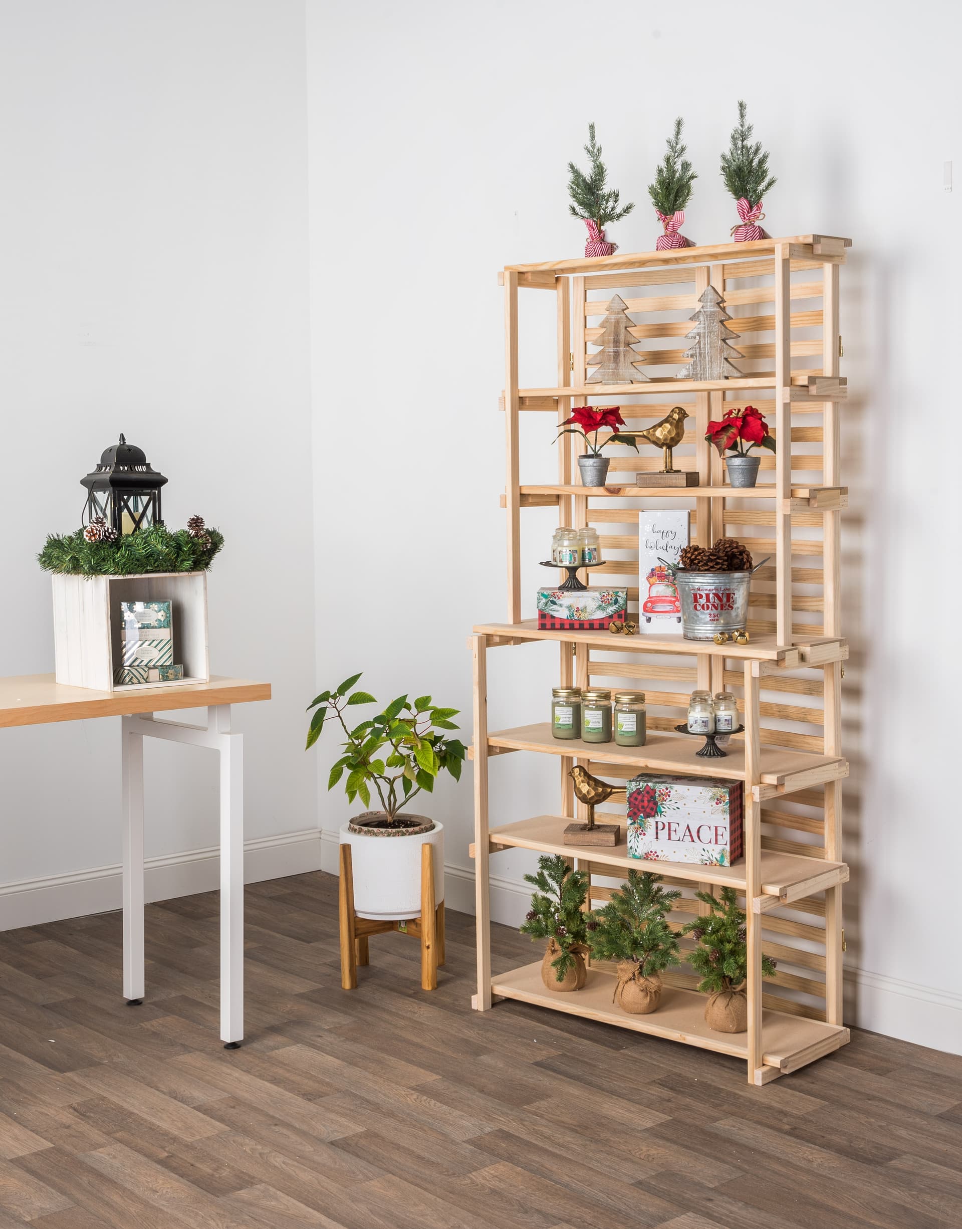 Natural wooden bakers rack
