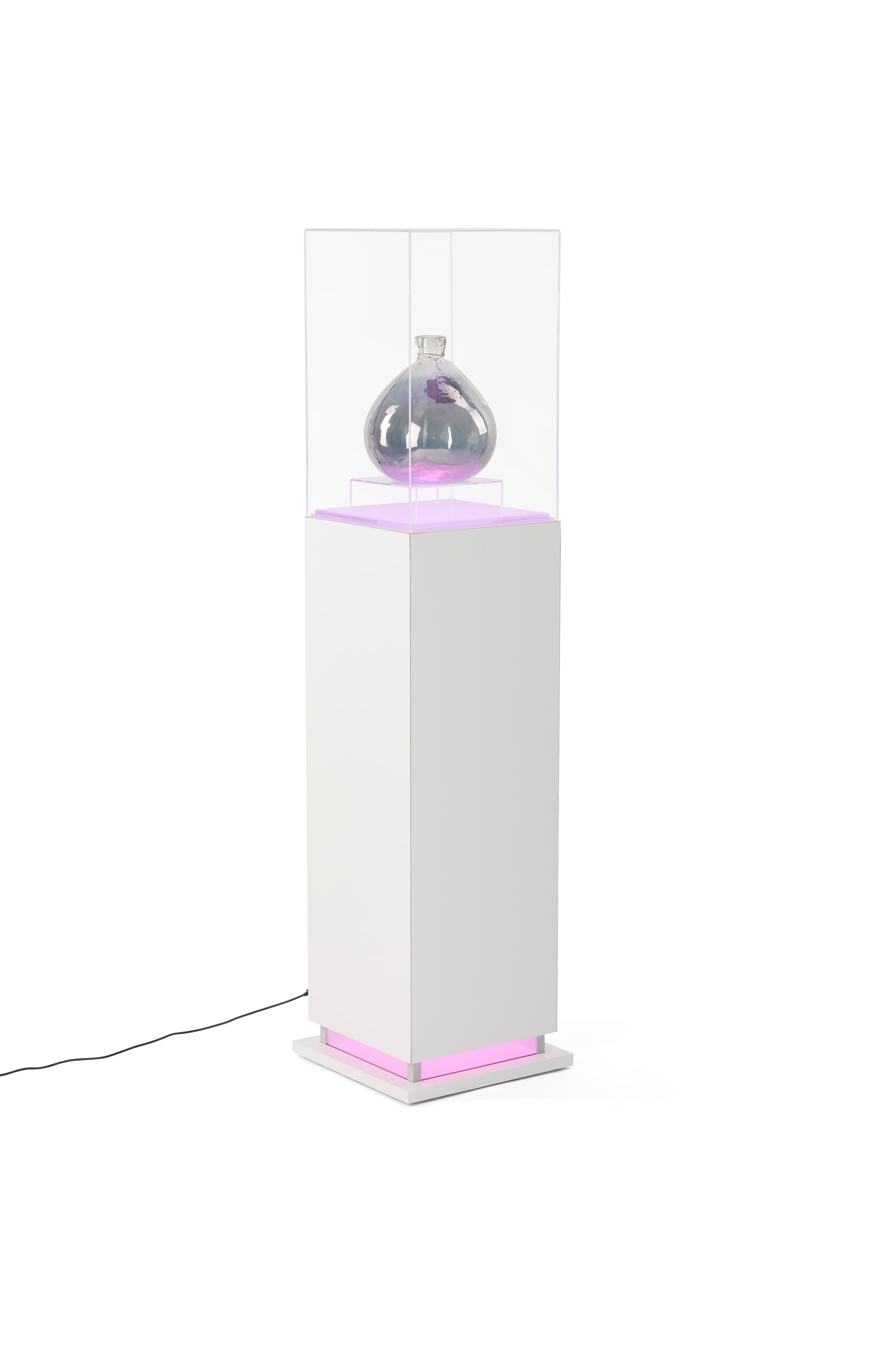 Pedestal display case with acrylic cover with contemporary design