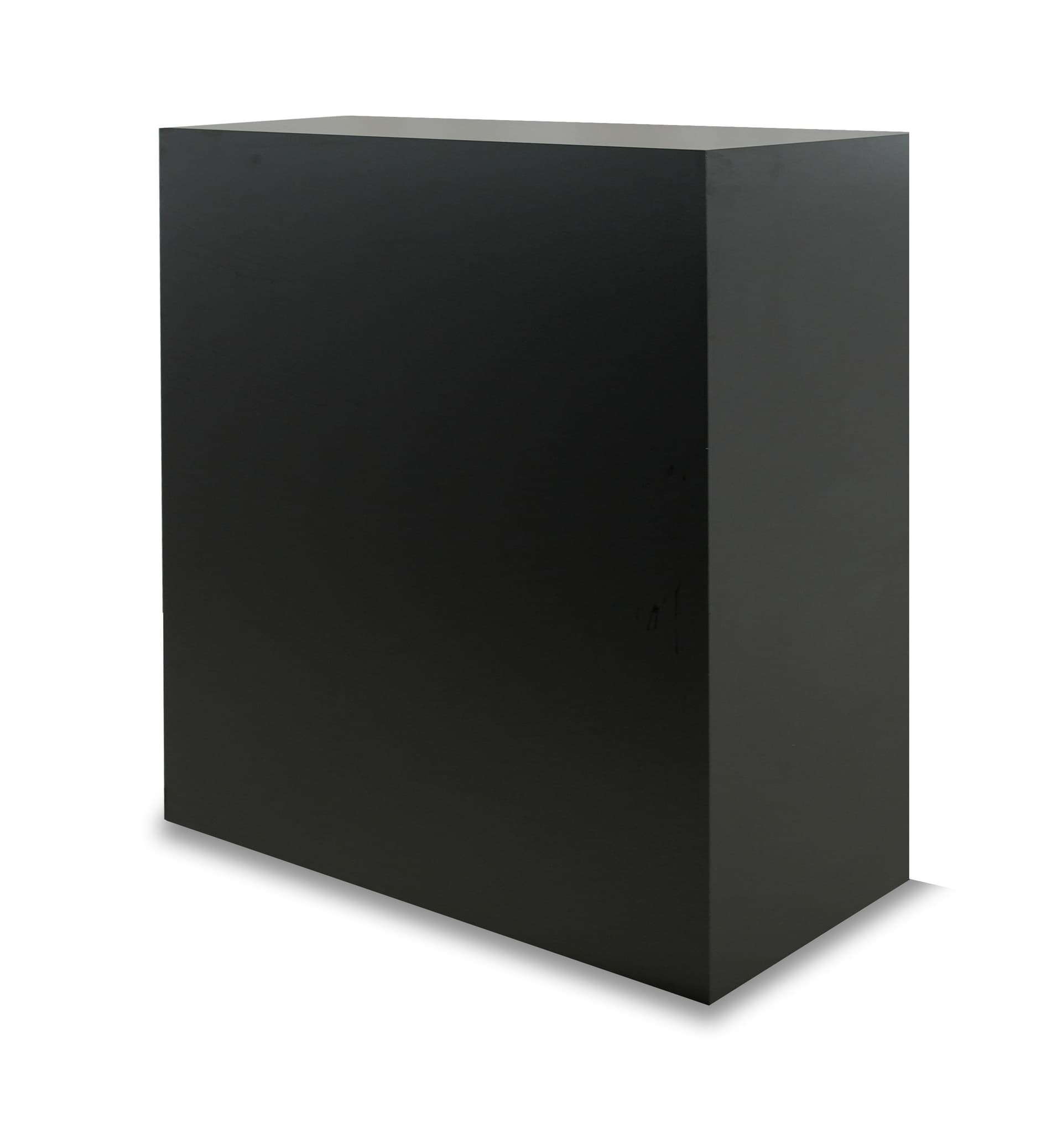 Retail display pedestal can be used on its side for more display space and tiering opportunities