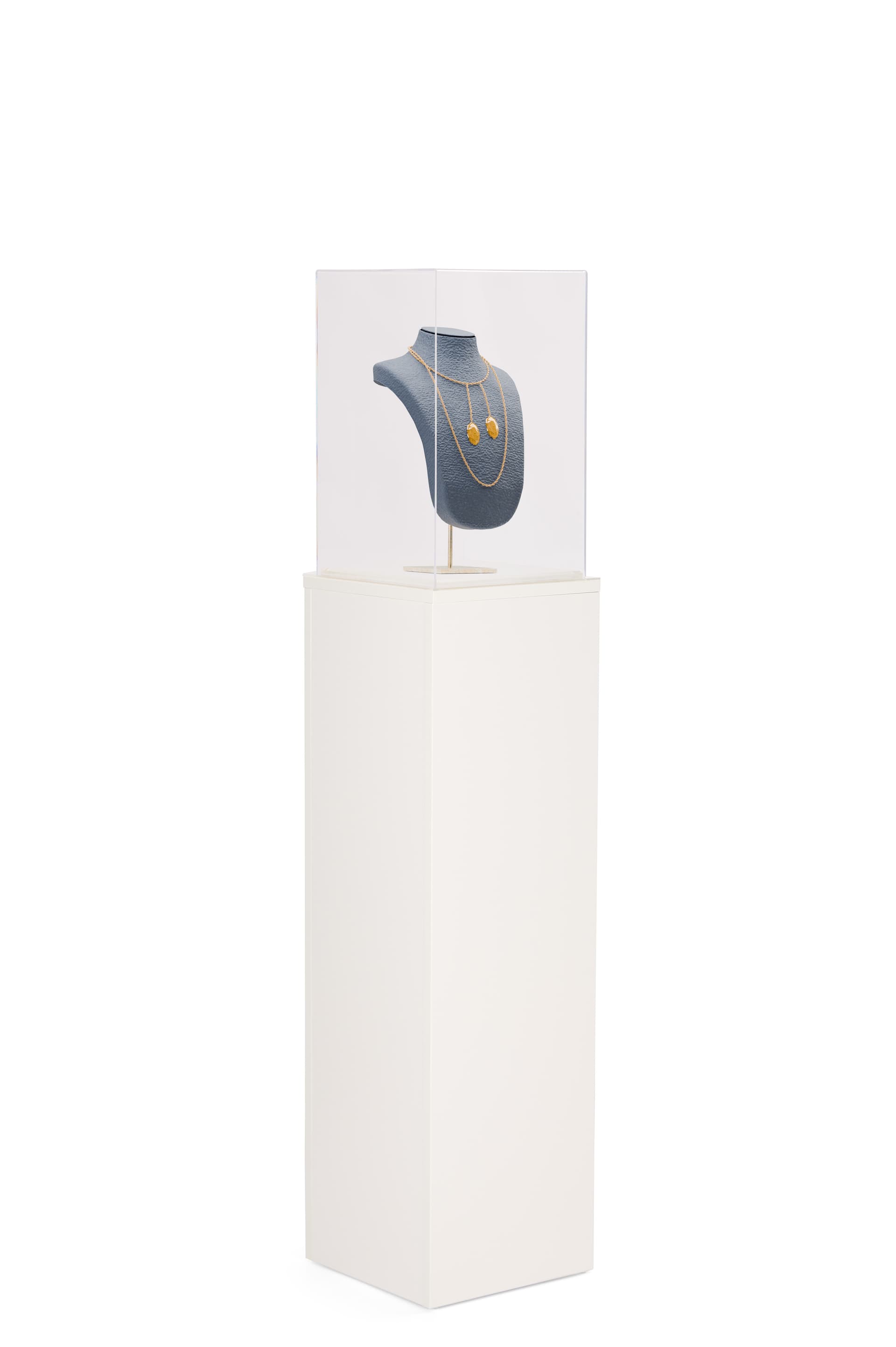 White pedestal display with recycled acrylic topper