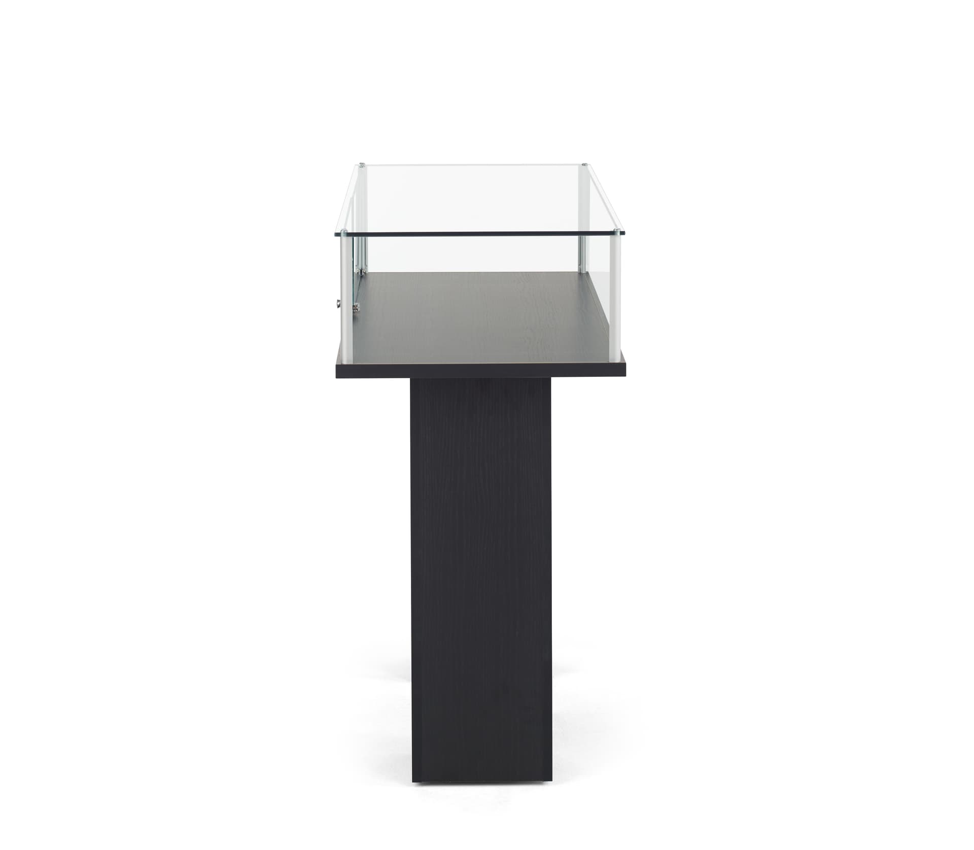 Glass pedestal showcase side profile