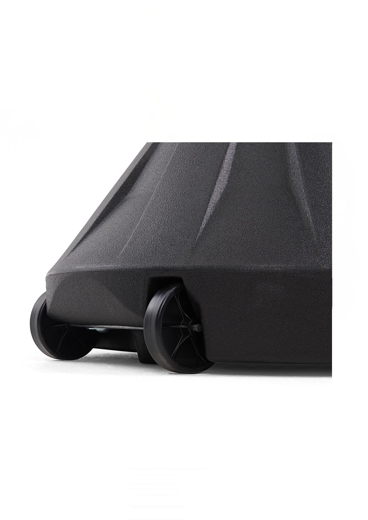 Parking lot sign base with wheels for portability 