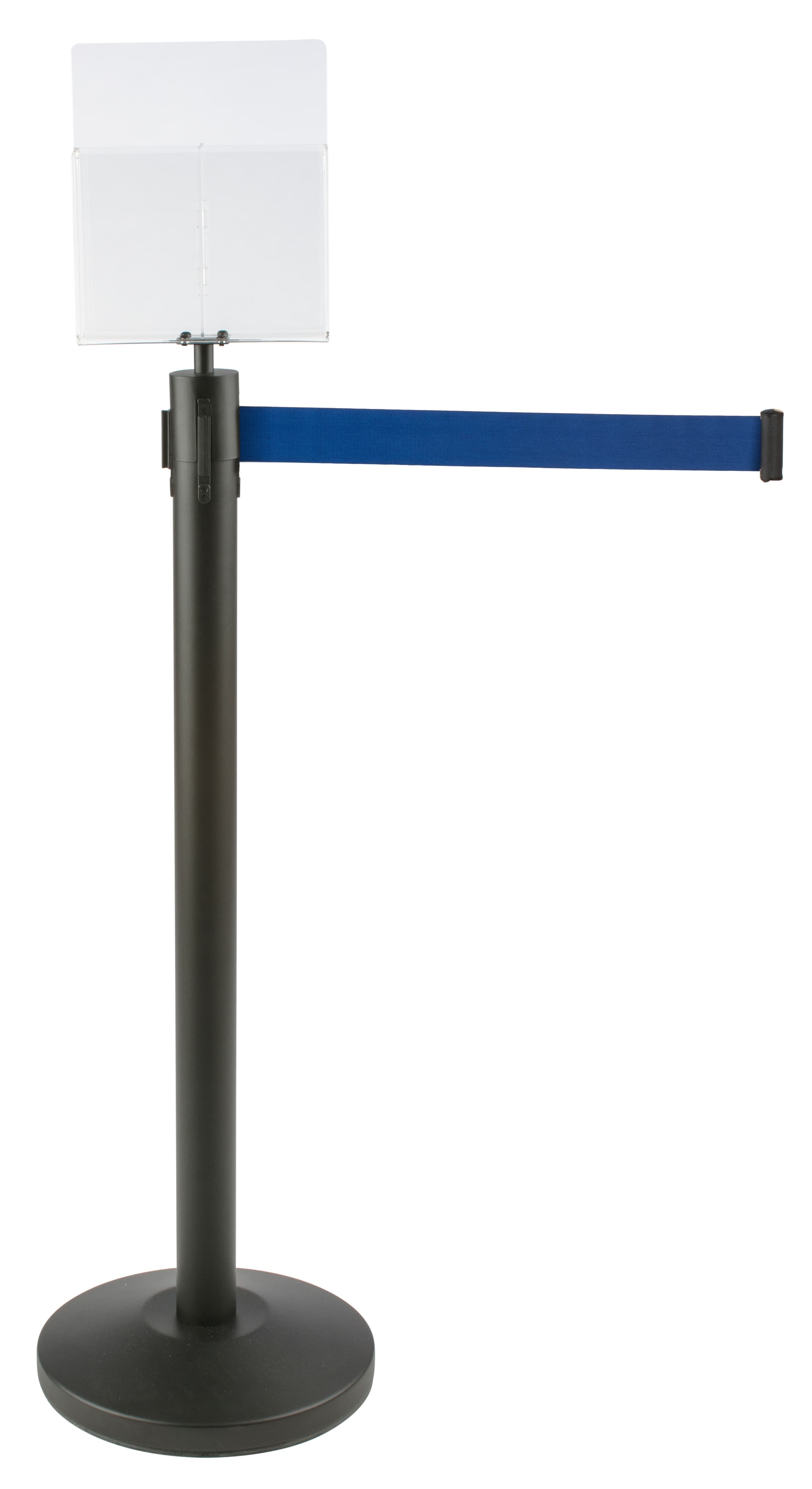 Blue Stanchion & Post with Literature Holder | Double-Sided | Displays2Go