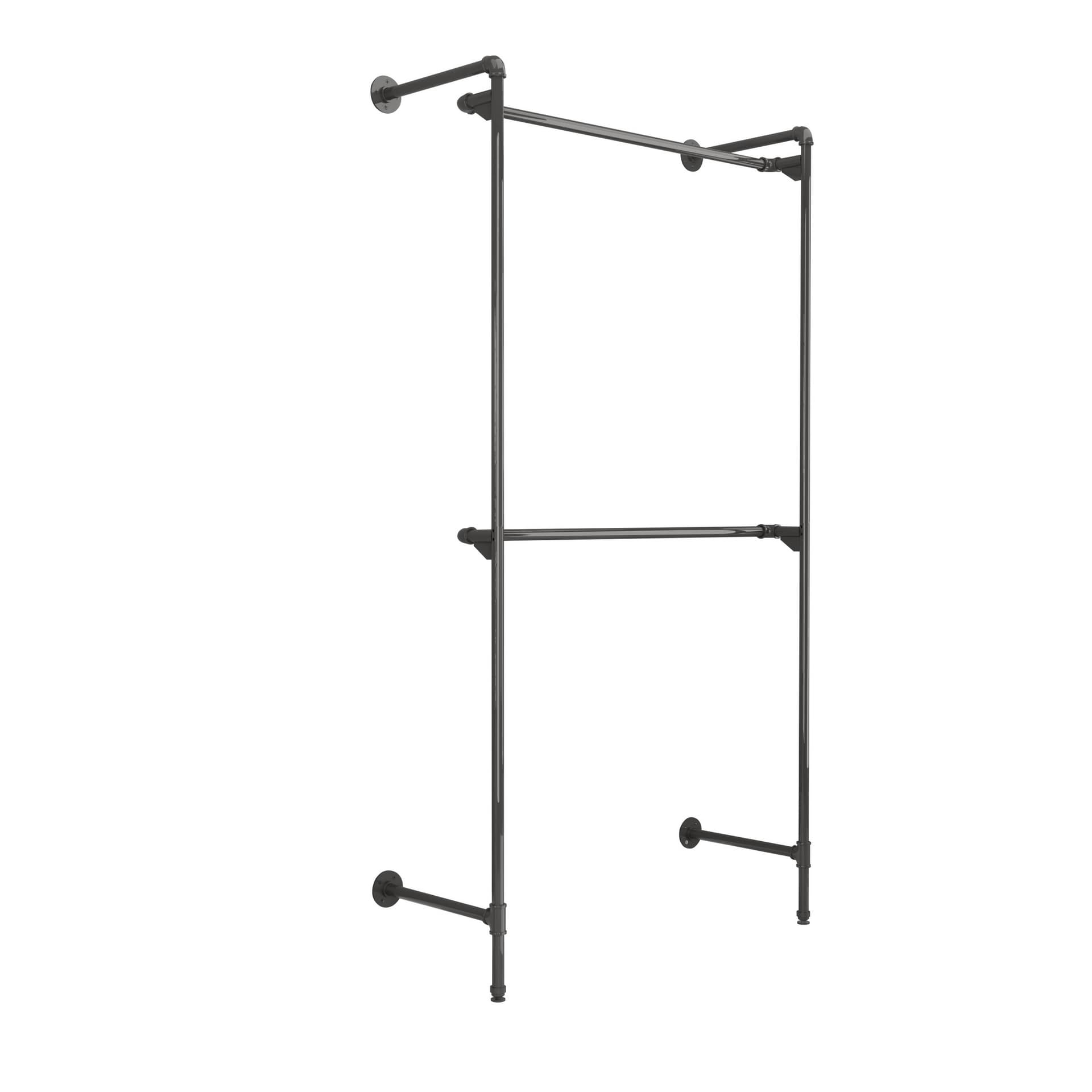 Wall Mounted Retail Clothing Racks with 2 Garment Bars