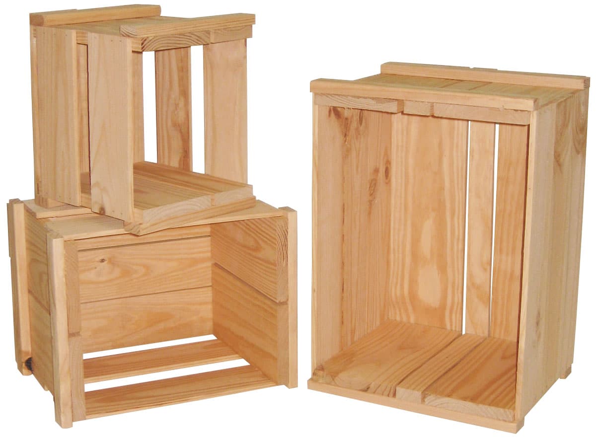 Wooden Crate Set with Oak Stain