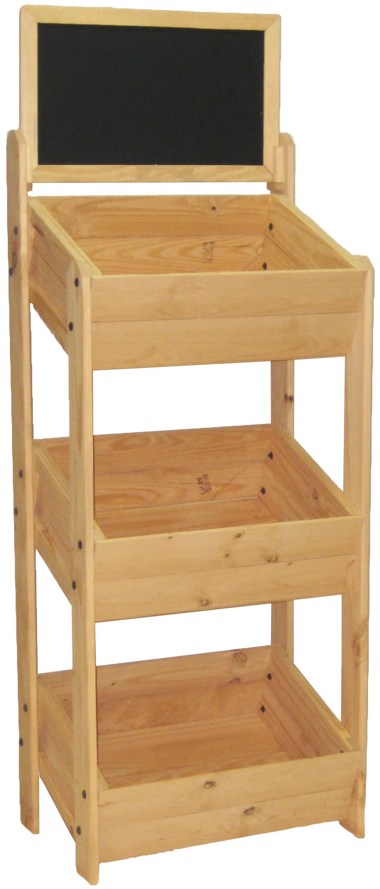 Wood Display Stand with 3 Pine Bins