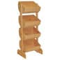 Tiered Wooden Display, Floor Standing, Pine Frame, 4 Bins – Oak 
