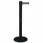 38" Black Stanchion Post with 7.5' Retractable Belt - Gray