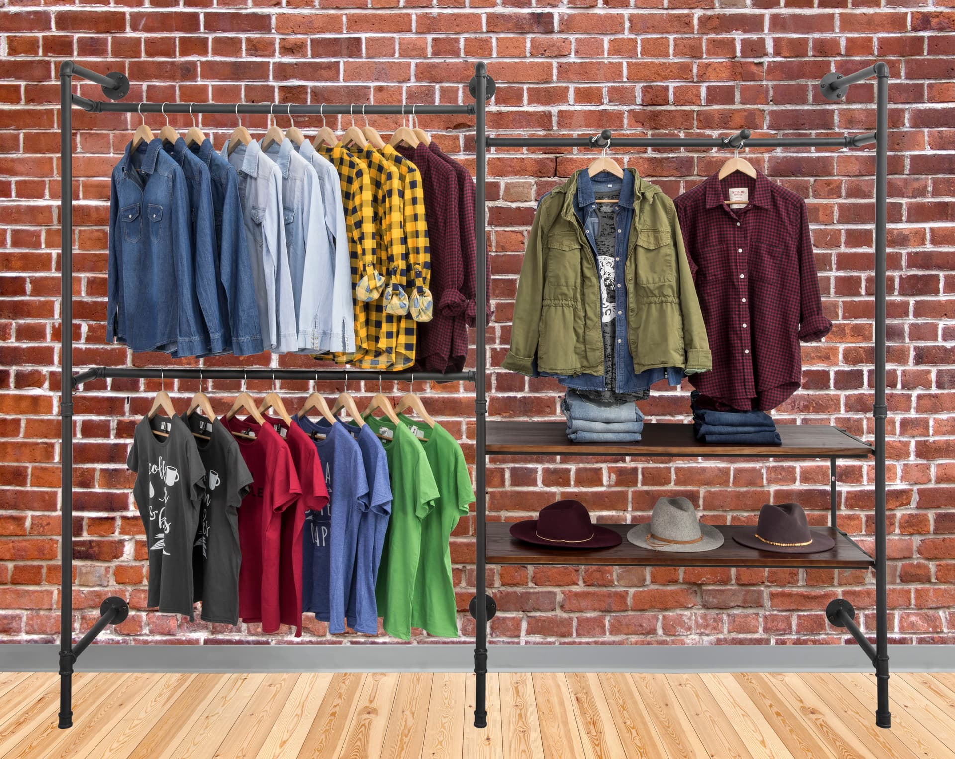 Pipe Outrigger Wall Unit for Hanging Garments