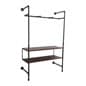 Wall Mounted Pipeline Display, 2 Shelves, 1 Dual Spoke Hanging Bar – Dark Brown