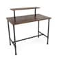 Wooden Pipeline Nesting Table, Removable Shelf, Rectangular, Metal Legs – Dark Brown