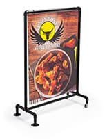 30 x 40 black pipe swinger sign with custom weatherproof signage
