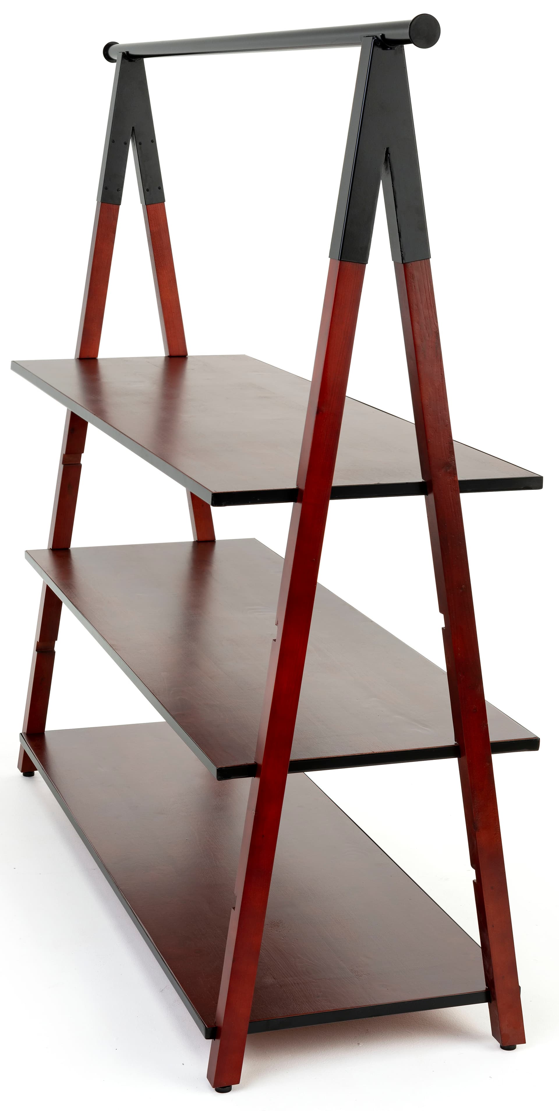 Wooden a frame clothes rail with one inch high shelves 