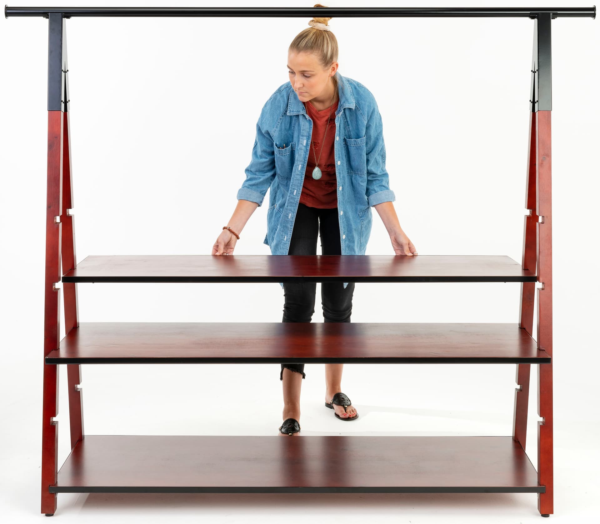 Easy to assemble wooden a frame clothes rail