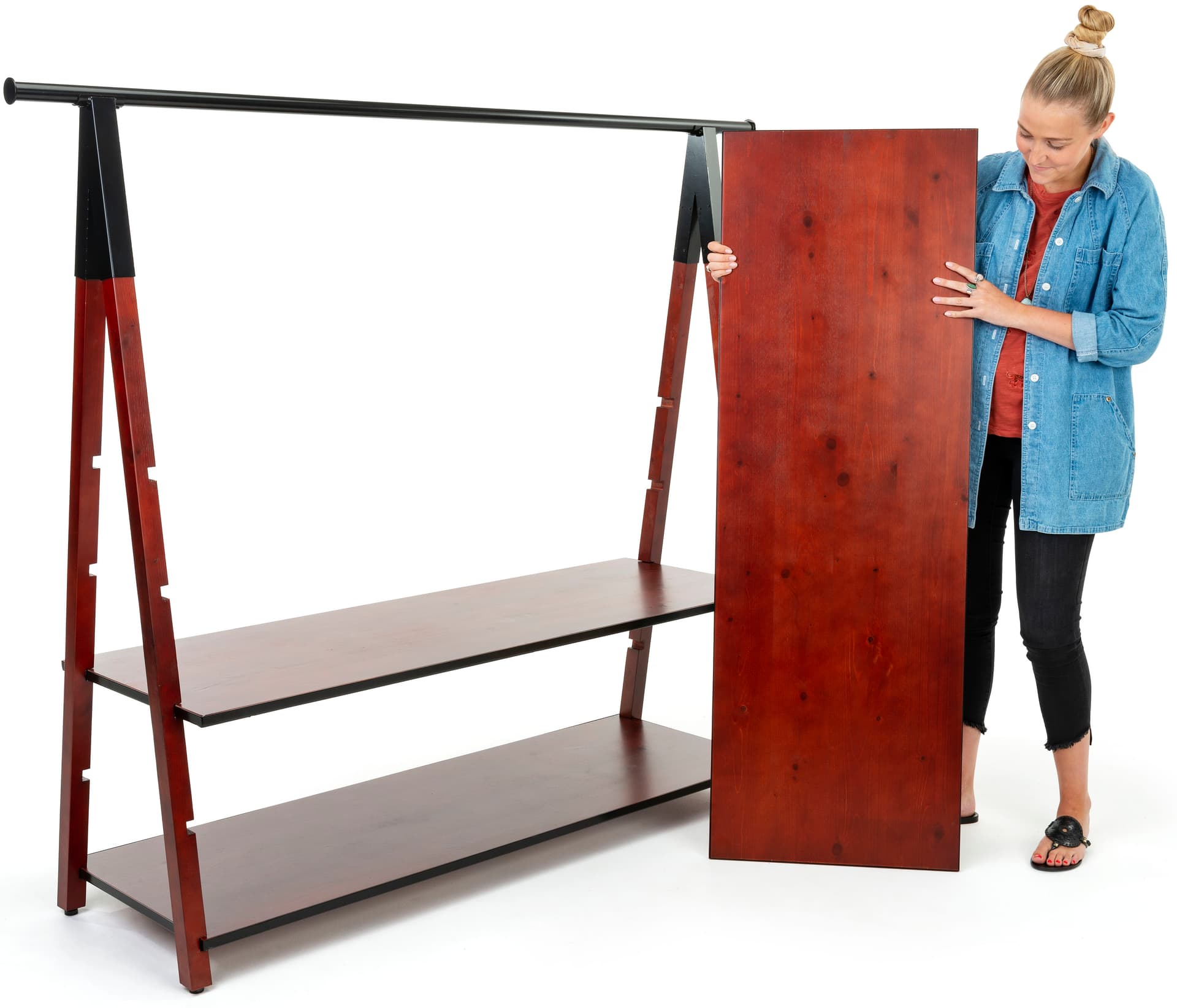 Modular wooden a frame clothes rail