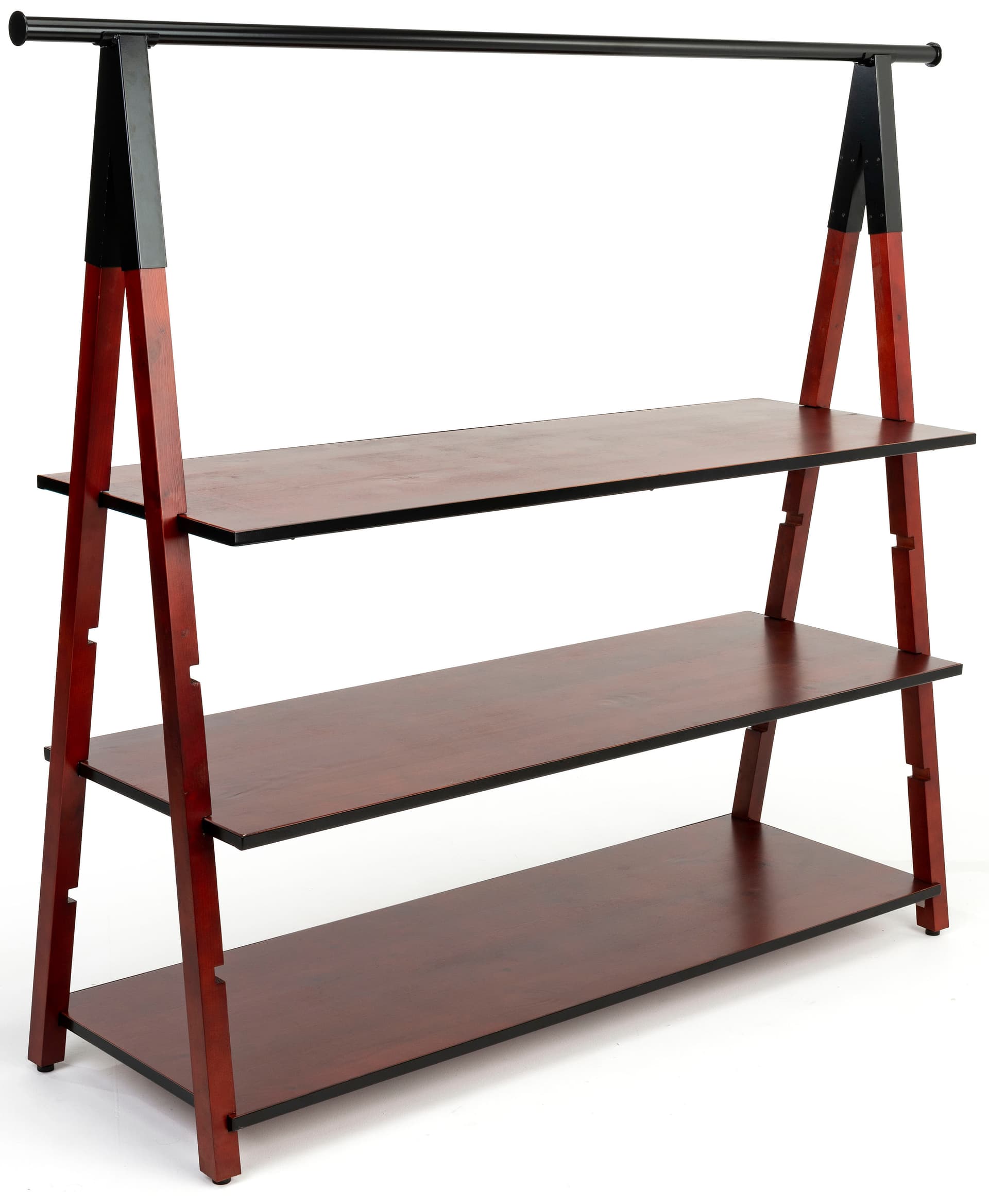 Multi tiered wooden a frame clothes rail 
