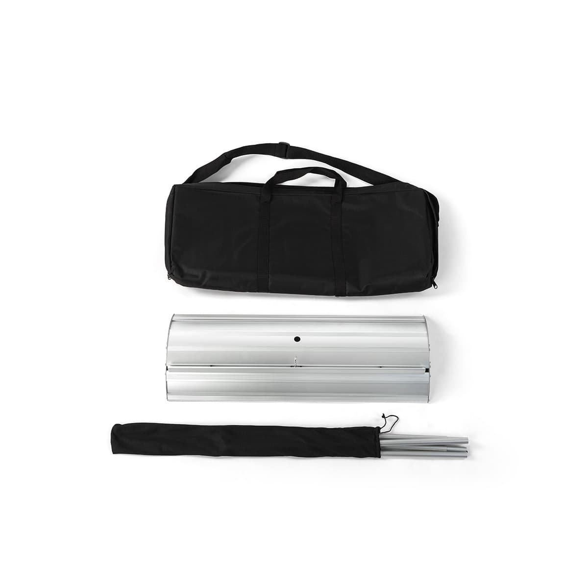 Premium wide base retractable banner stand with portable kit