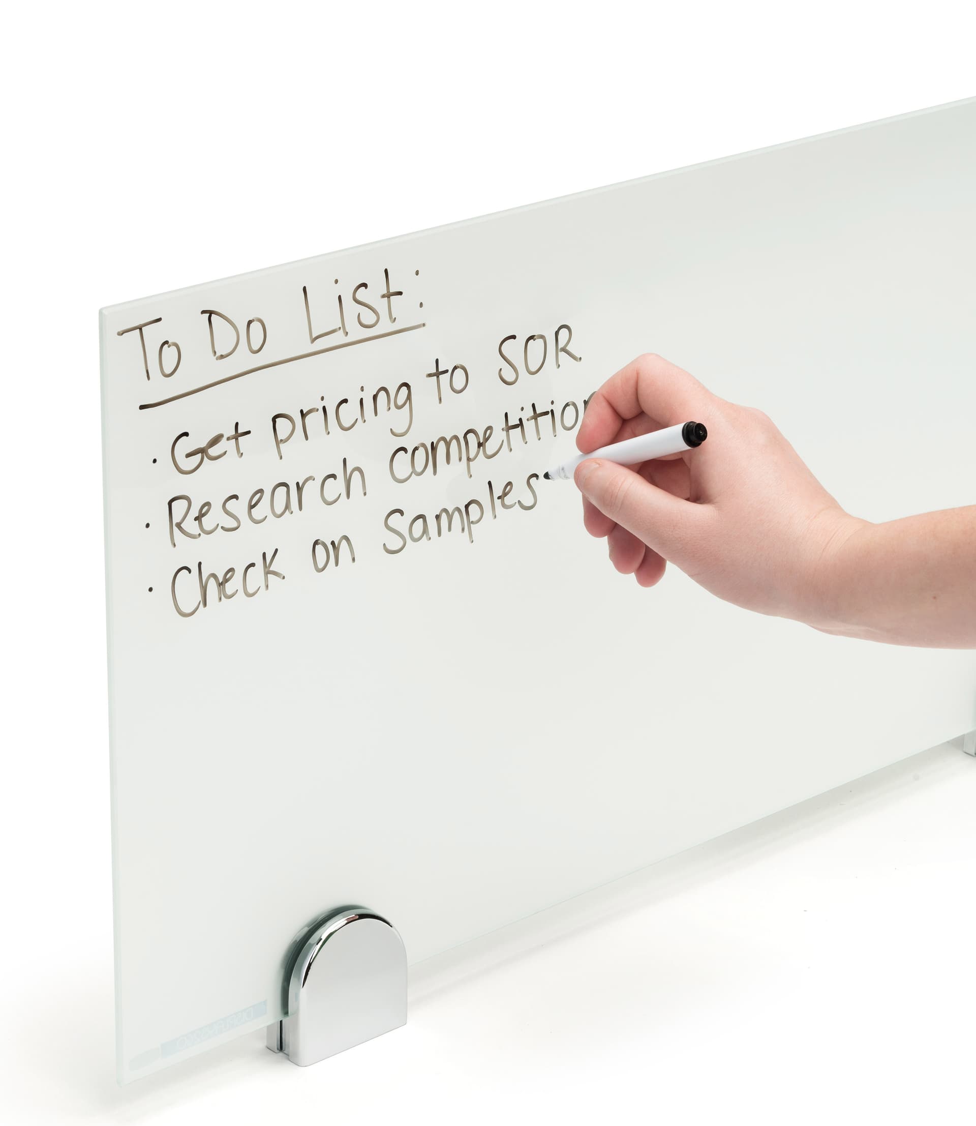 Desk mounted privacy screen with write-on surface